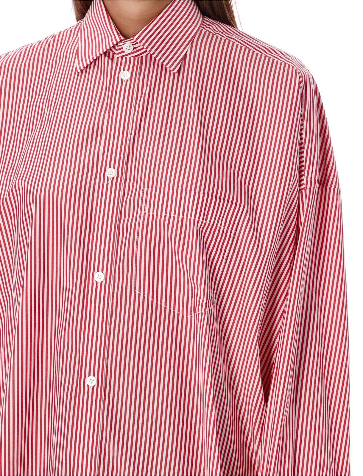Balenciaga Women Shirt With Logo In Red White Stripes