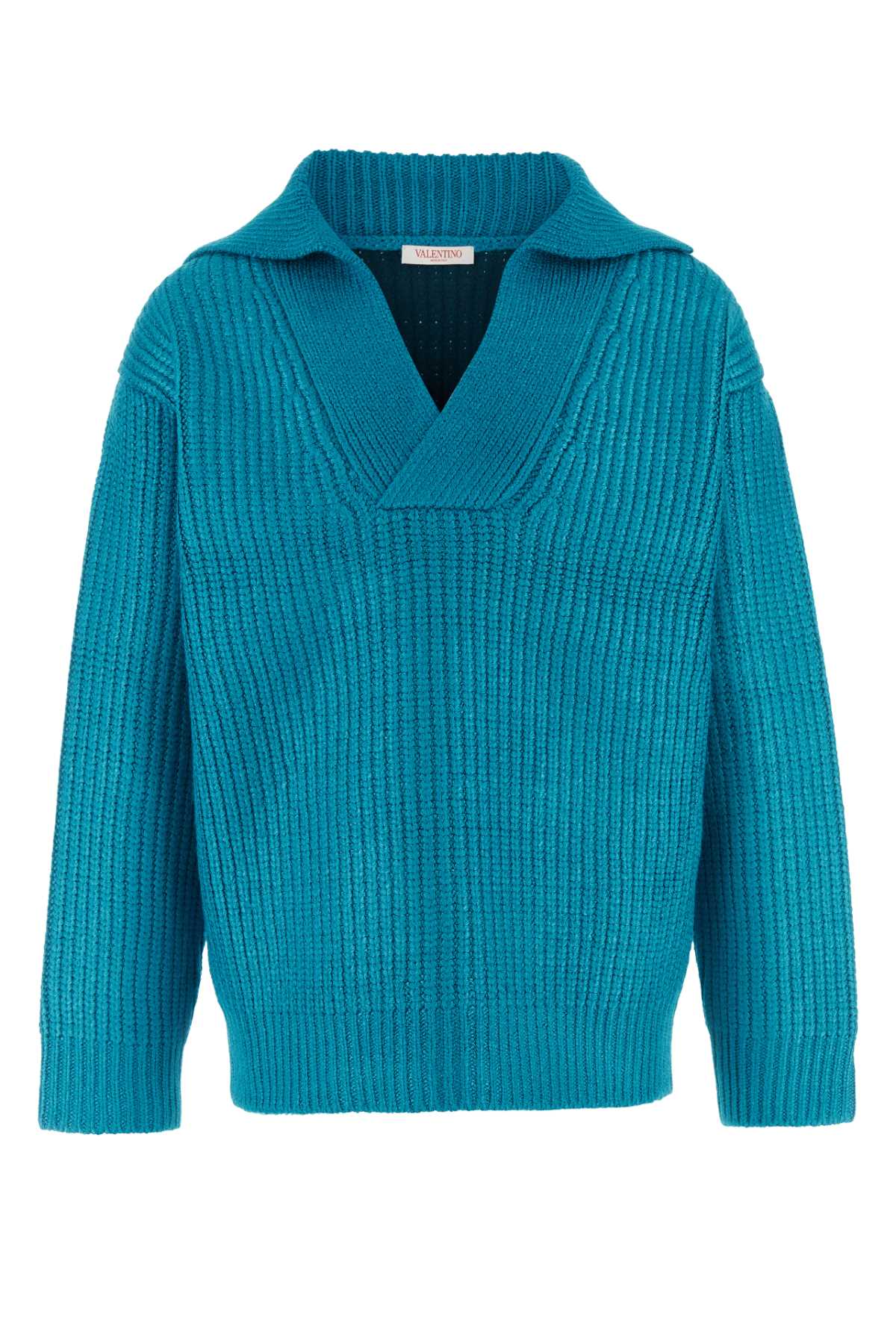 Shop Valentino Turquoise Silk Blend Sweater In Skyblue