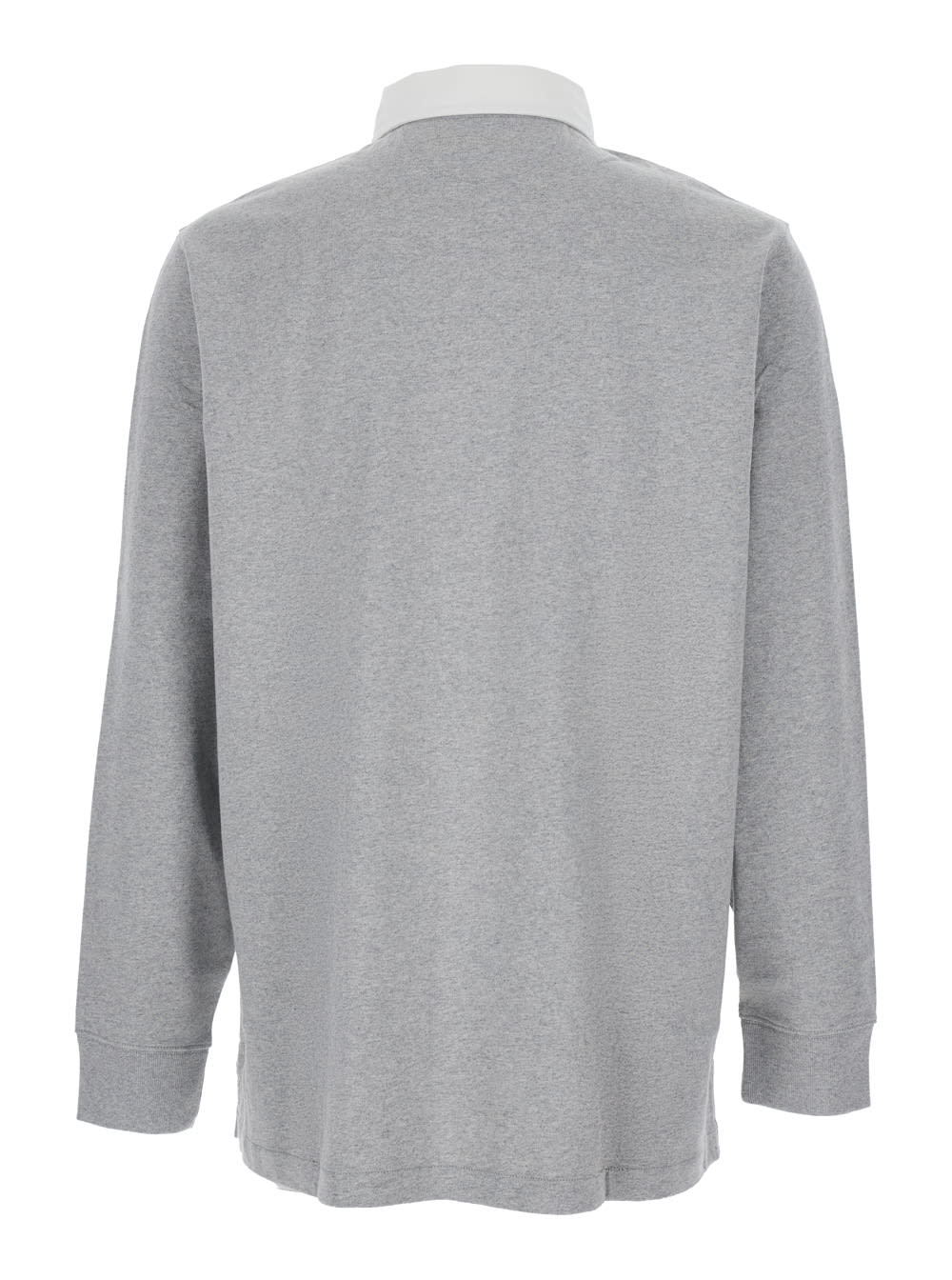 Polo Ralph Lauren Rugby Fit Grey Polo Shirt With Contrasting Collar And Pony Embroidery On The Front In Cotton Man In Gray
