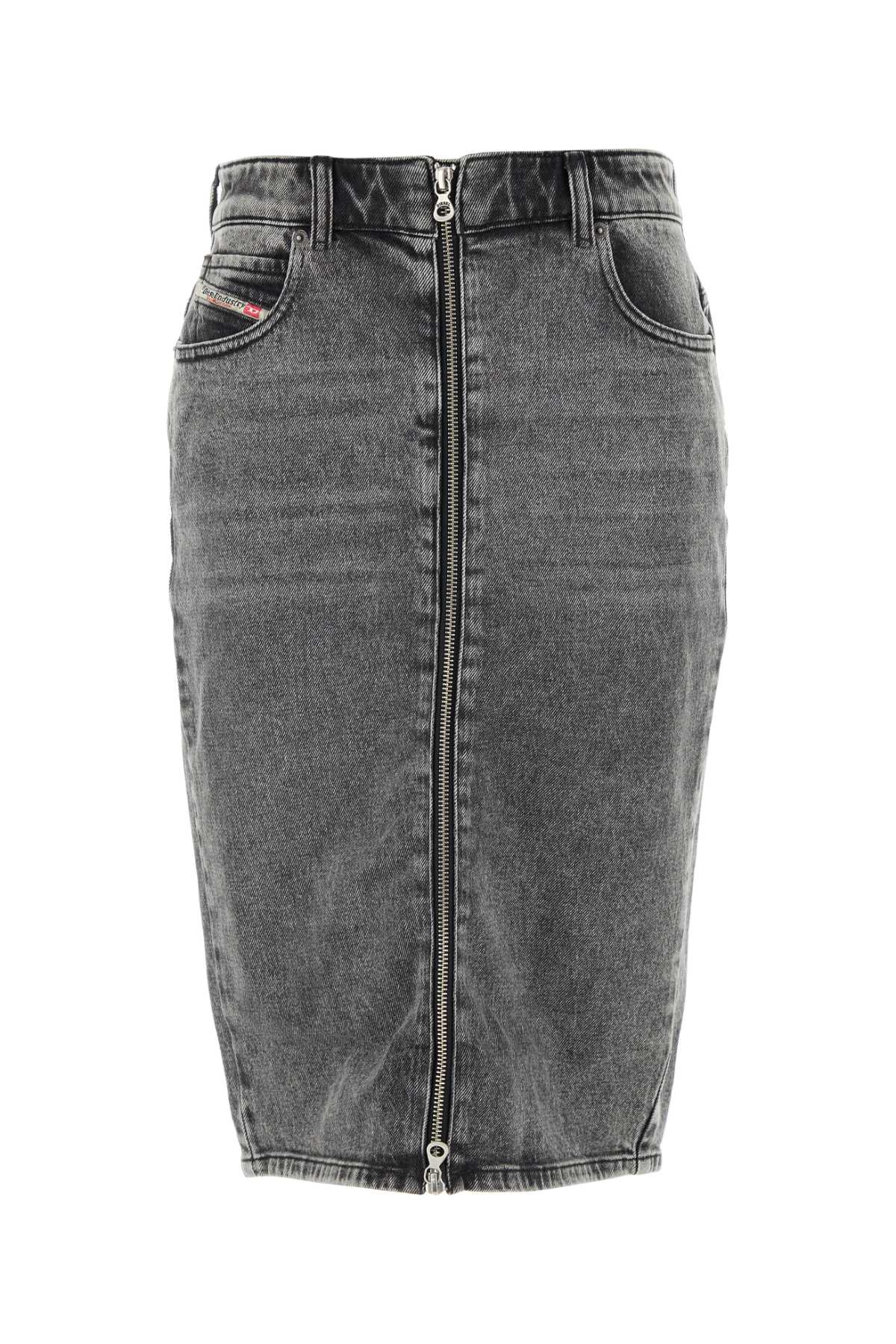 Grey Stretch Denim Skirt