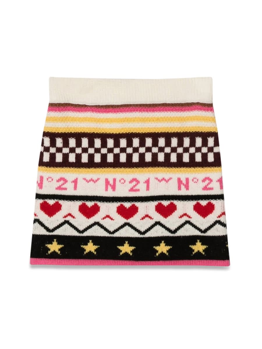 Shop N°21 Allover Jacquard Knit Skirt In Multicolour
