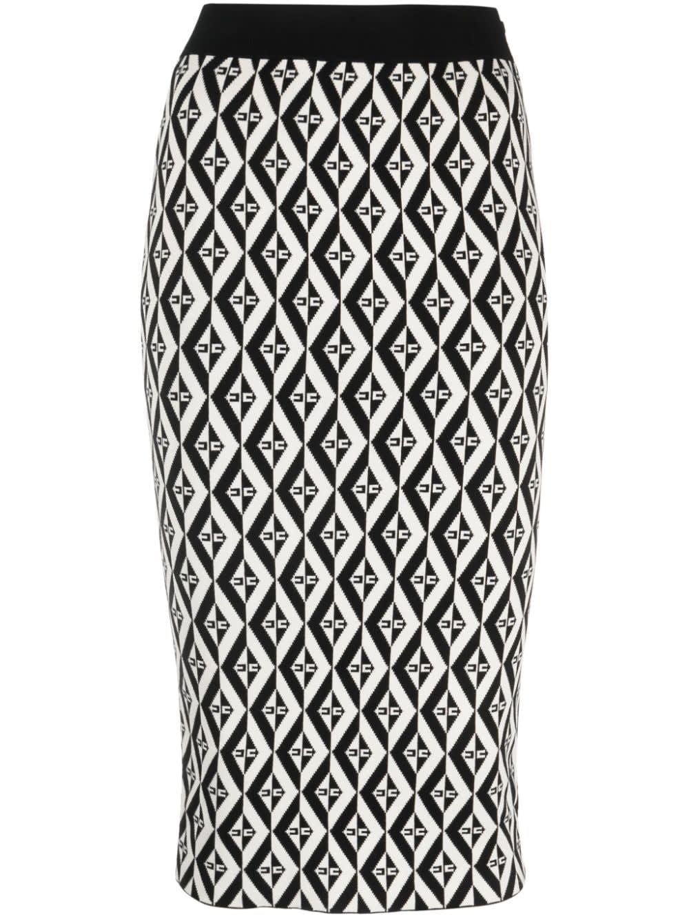 Elisabetta Franchi Printed Pencil Skirt In Black Butter | ModeSens