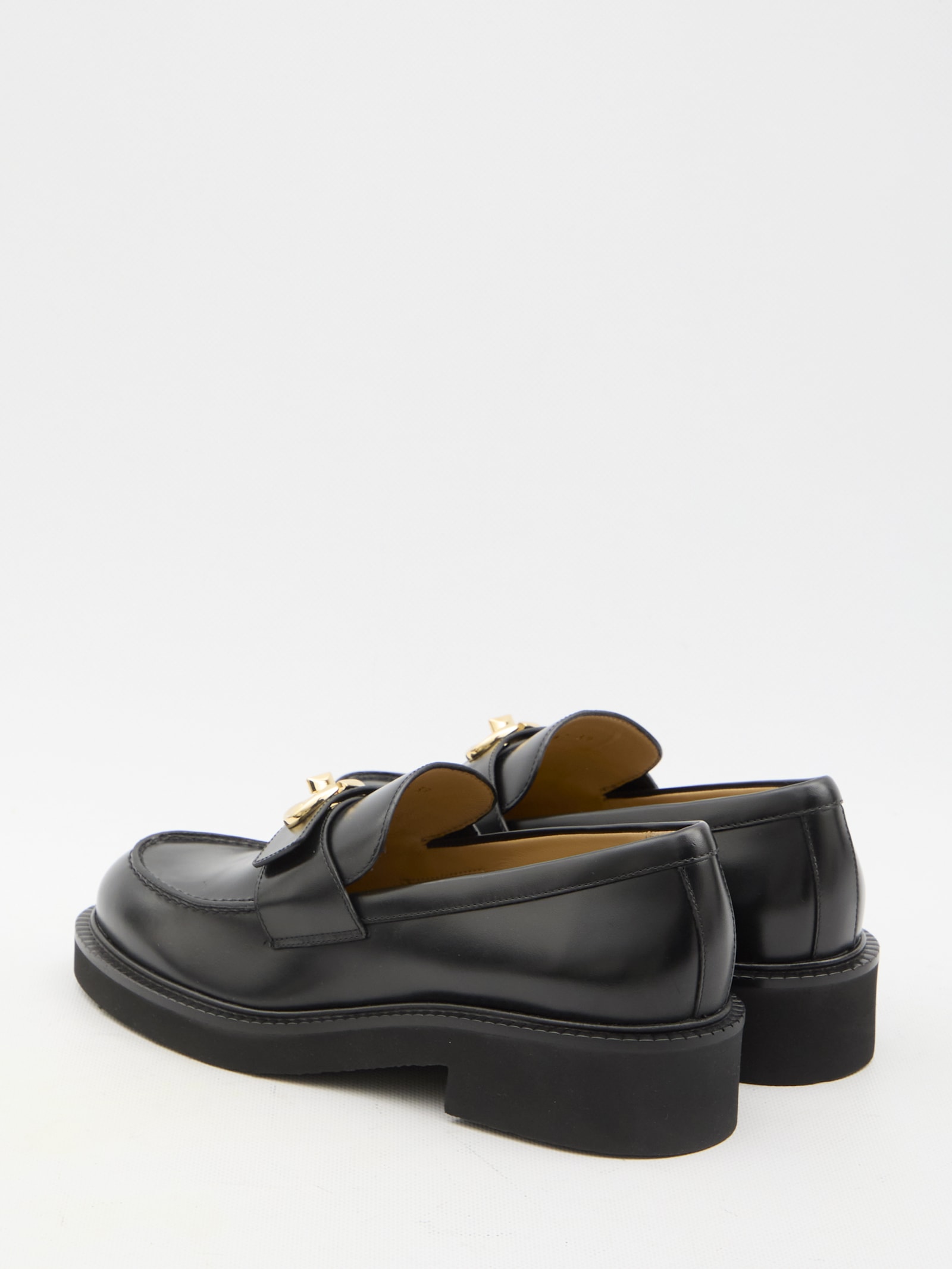 Shop Valentino Vlogo Locker Loafers In Black