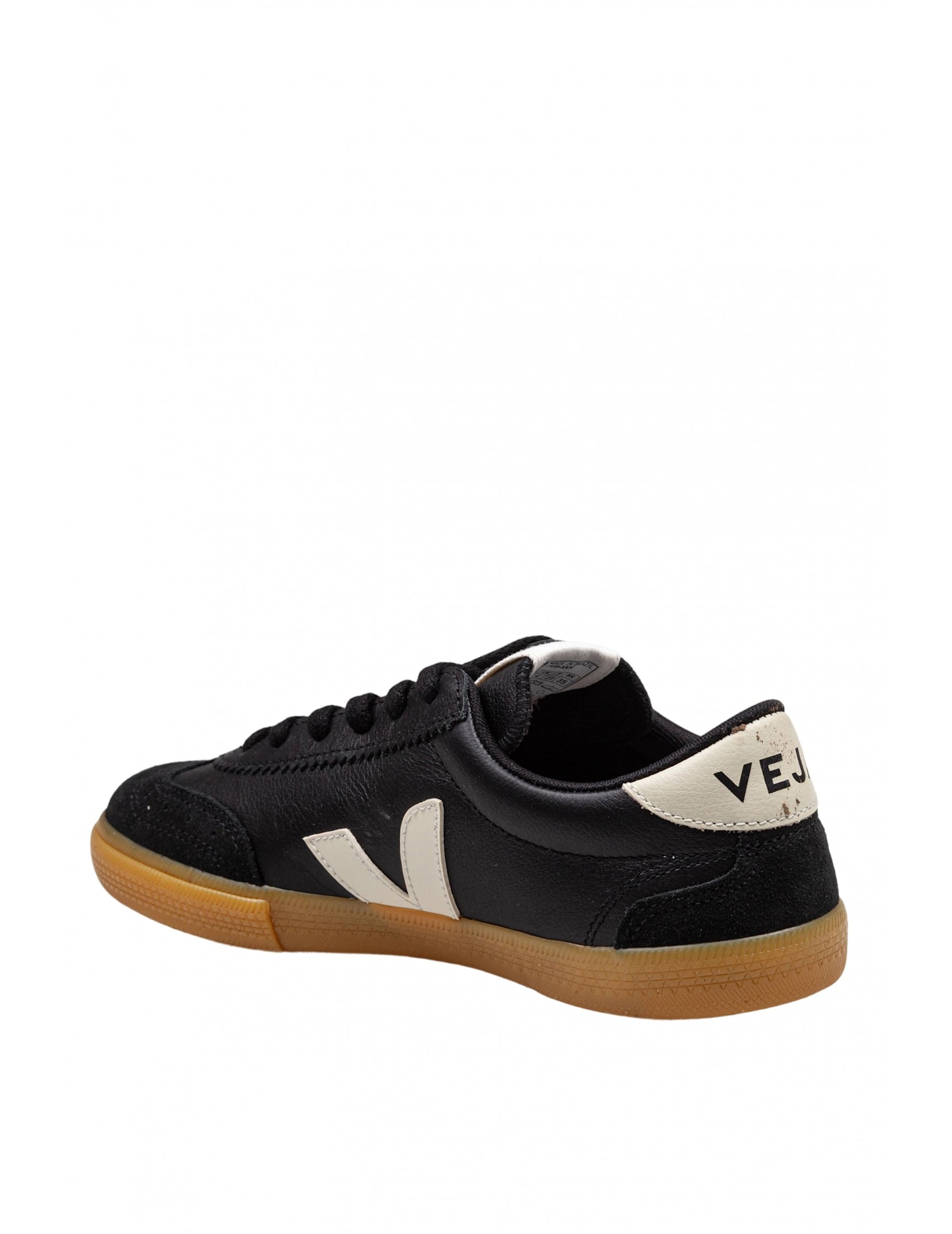 Veja Volley Black Sneaker With Side Logo And Lettering Logo On The Heel In Organic Cotton Unisex In Black