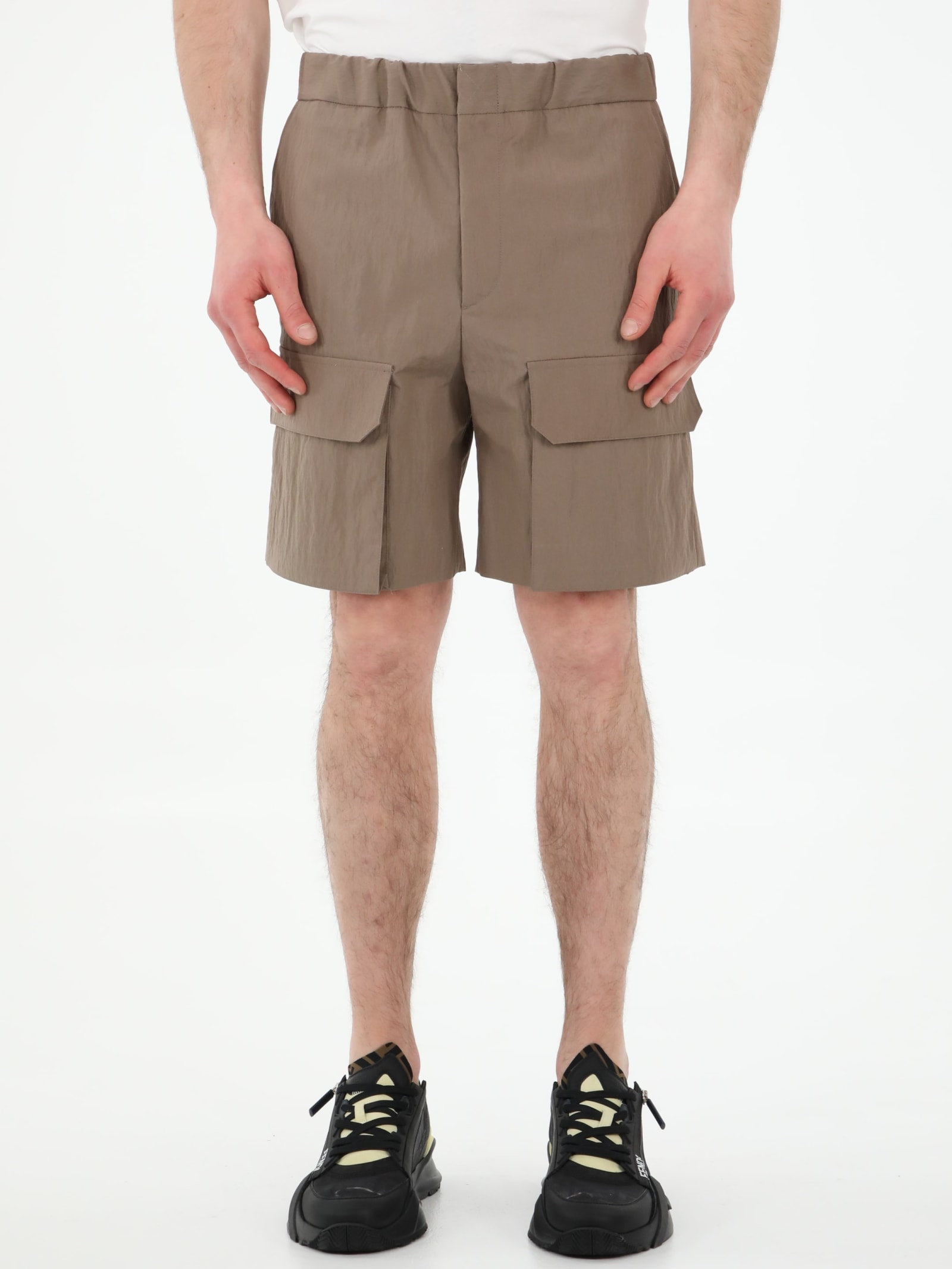 Fendi Brown Cotton Bermuda Shorts