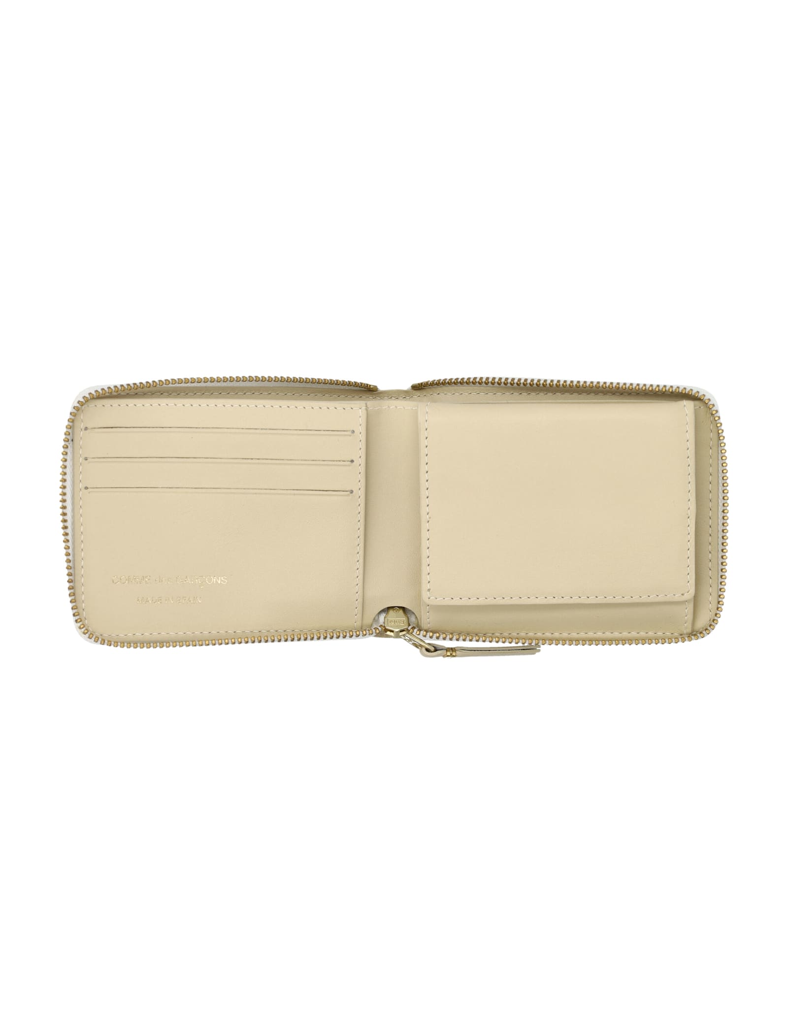 Comme Des Garçons Small Zip Around Wallet In Ecru