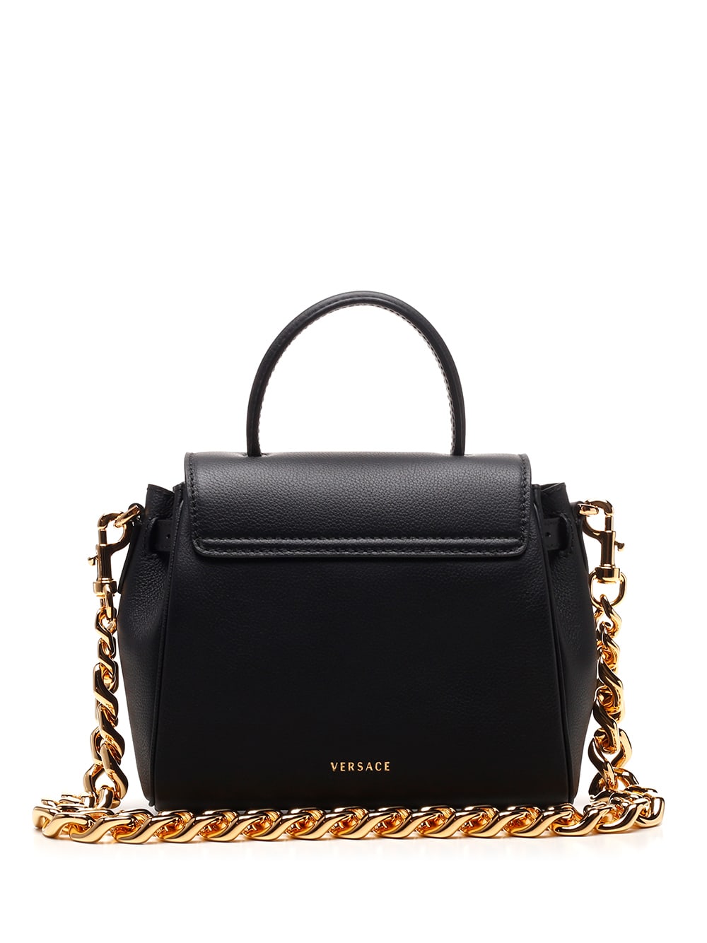 Shop Versace Small La Medusa Handbag In Black- Gold