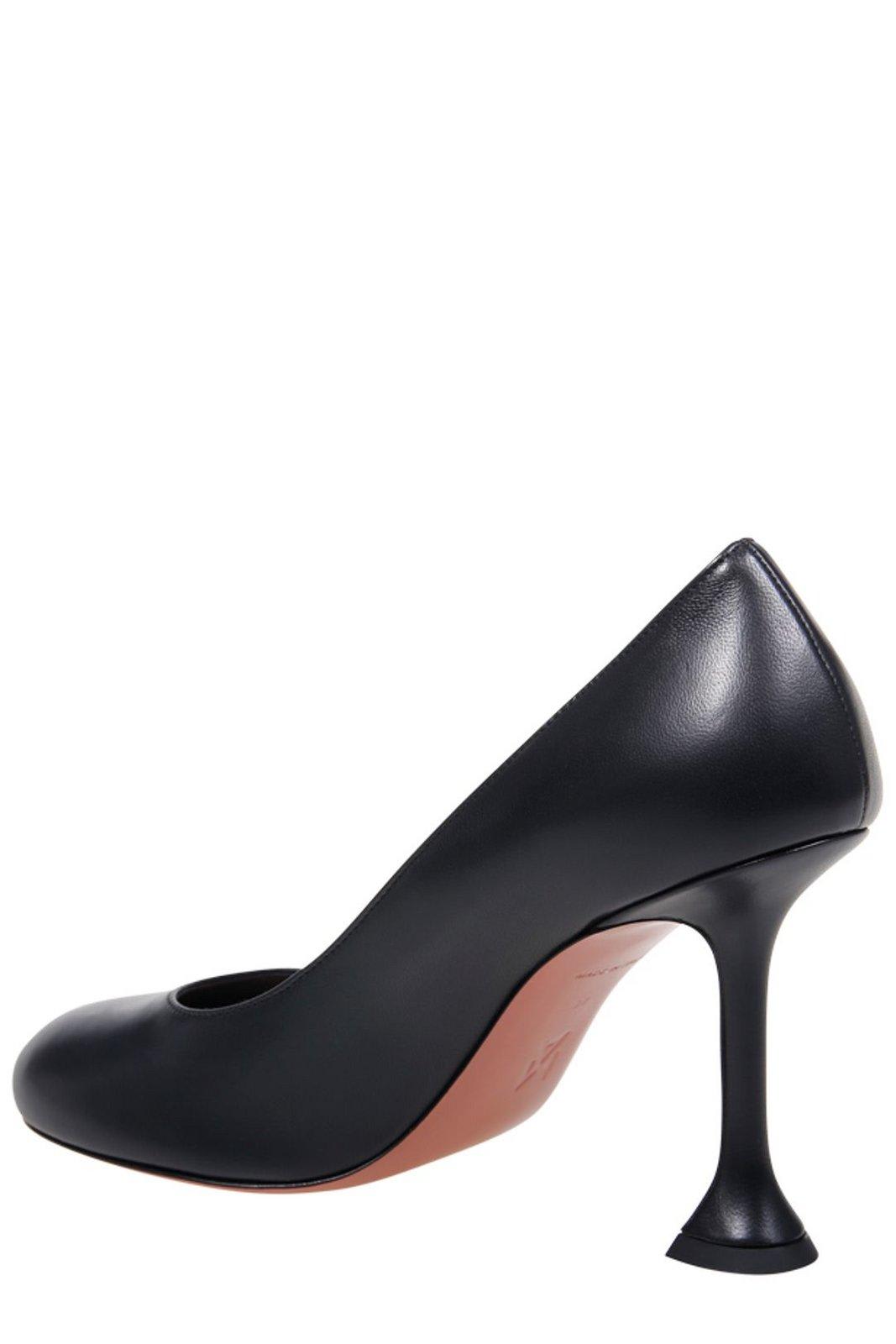 Shop Amina Muaddi Iris Round Toe Pumps In Black