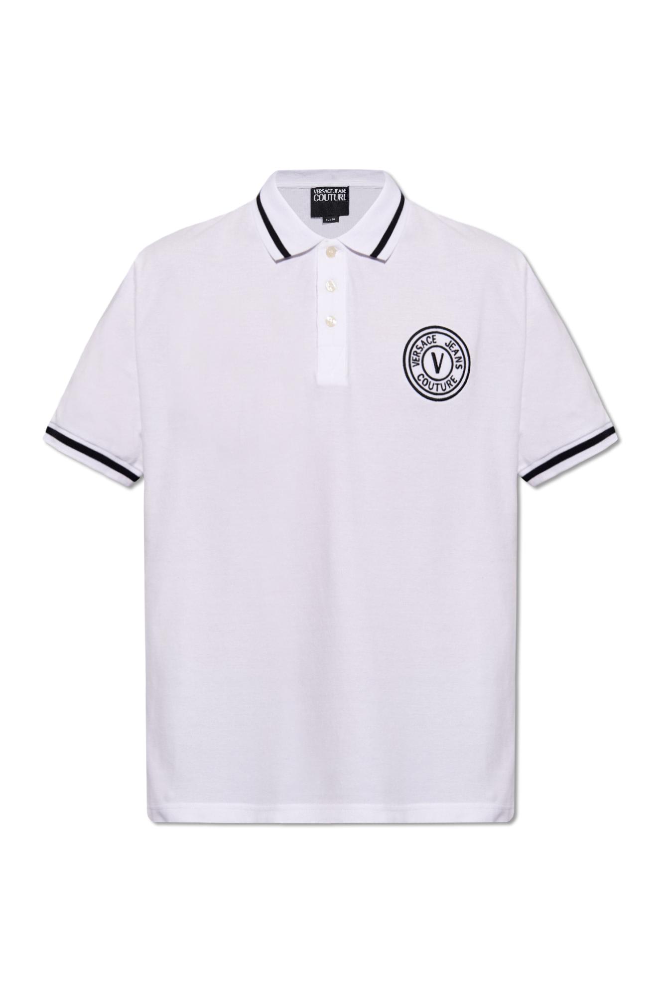 Shop Versace Jeans Couture Logo-embroidered Polo Shirt In White