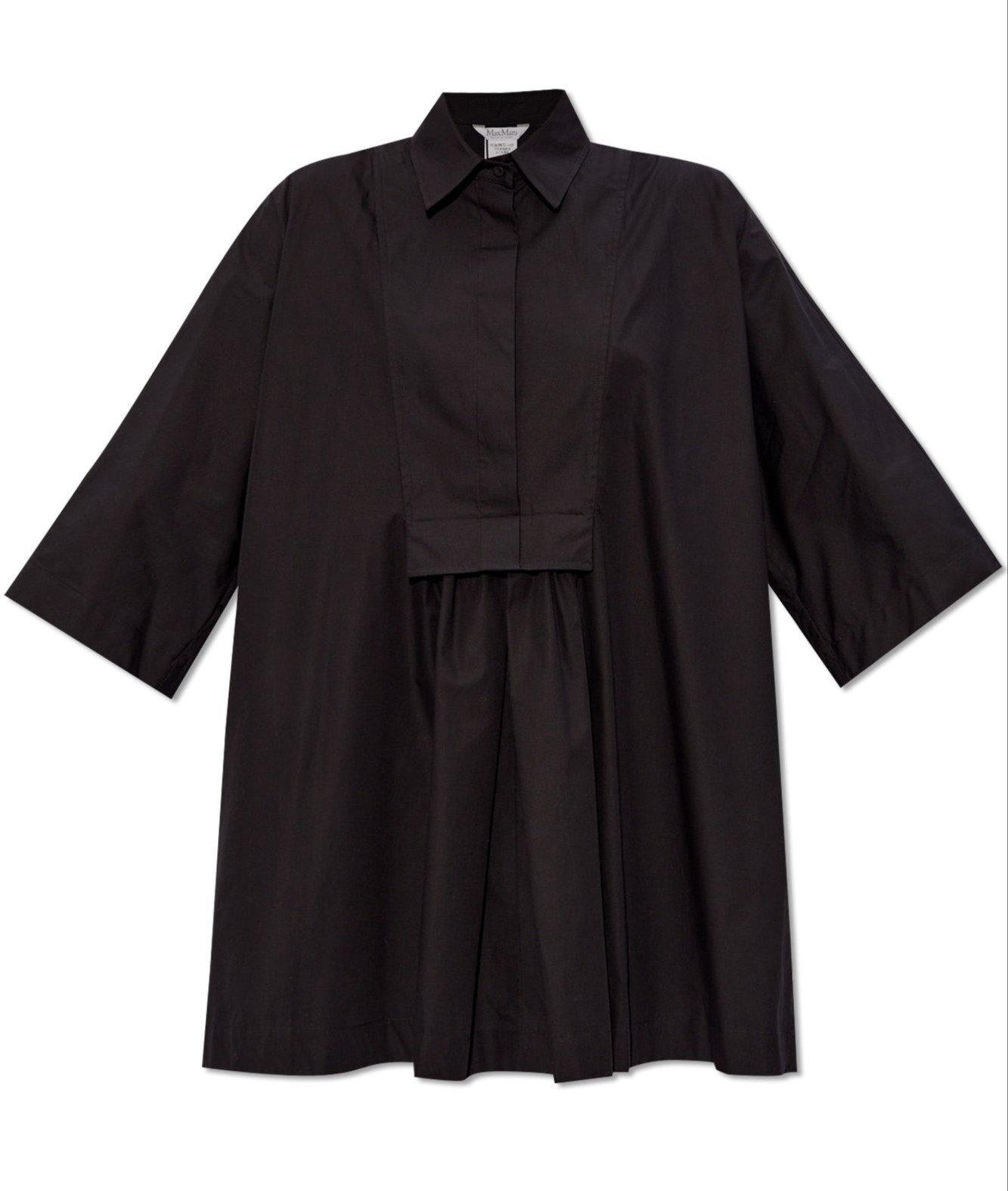 Shop Max Mara Logo Button Detailed Mini Dress In Black