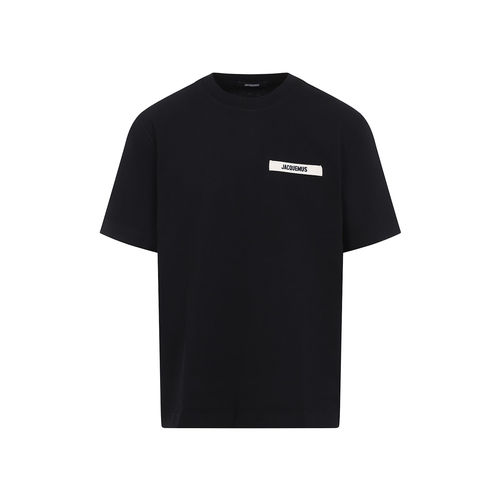 Jacquemus Grosgrain Crewneck T-shirt Short Sleeves In Black