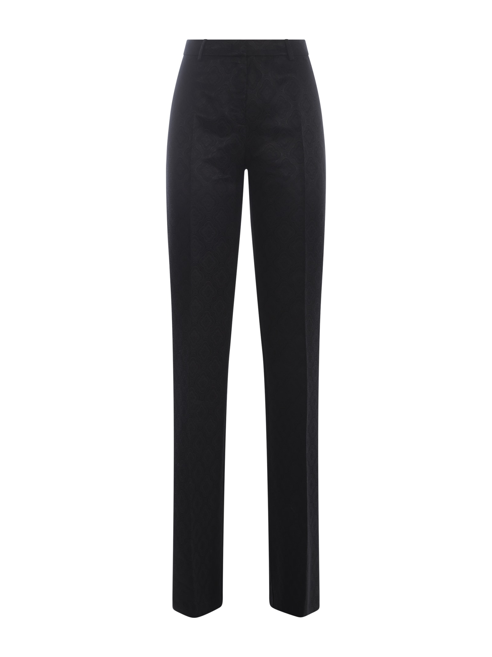 Shop Etro Trousers Floral Jacquard In Viscose In Nero
