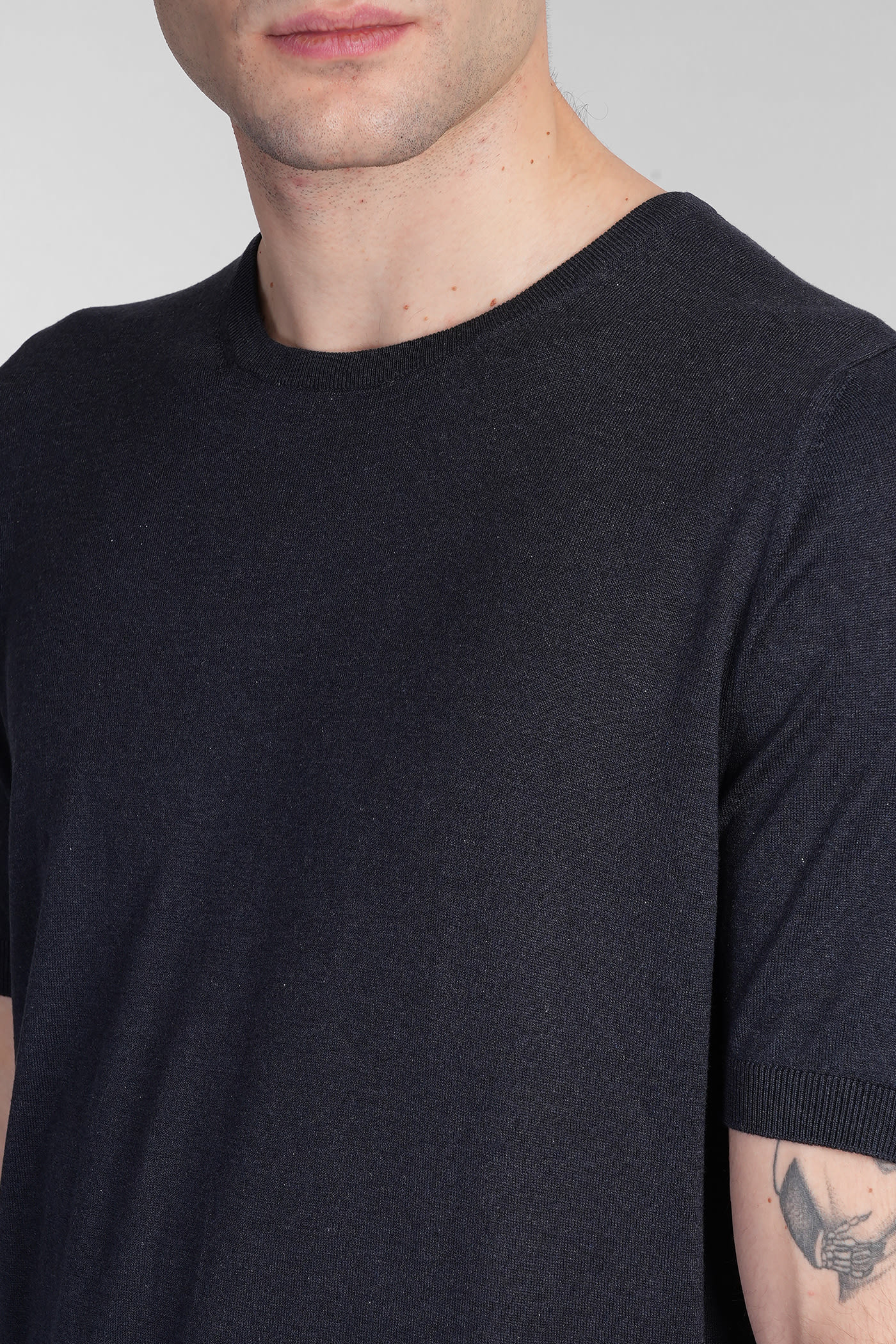 Tagliatore Josh T-shirt In Blue Silk In Blue