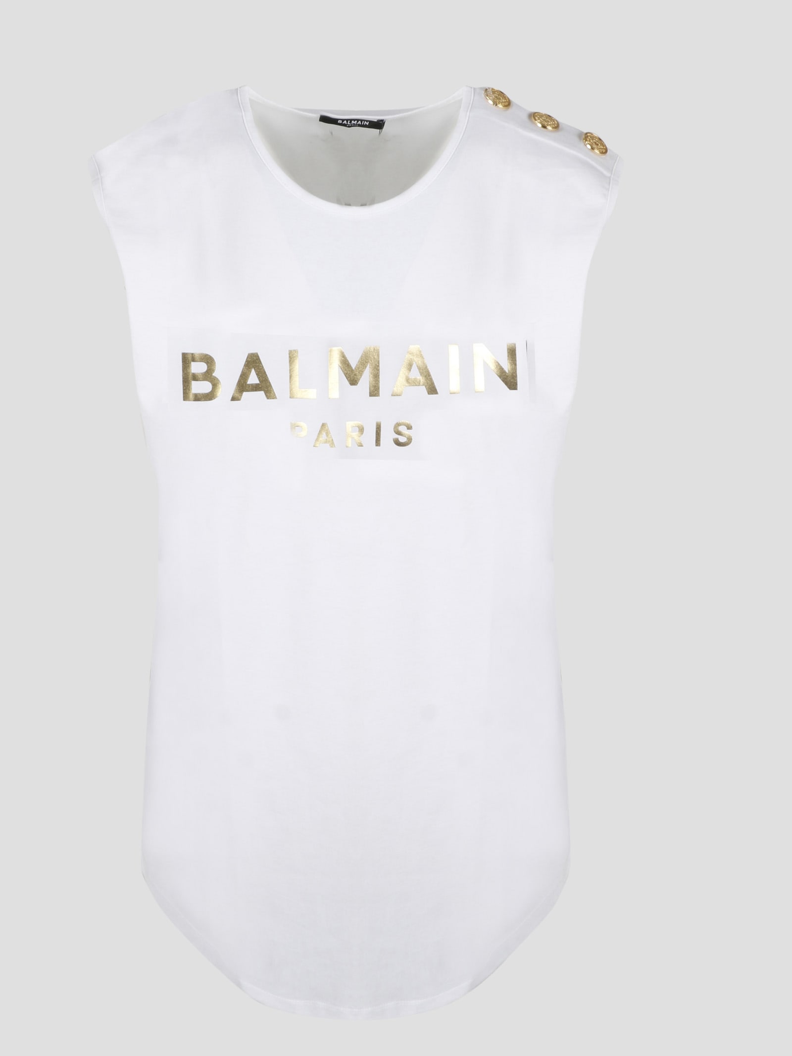 Balmain Logo Print Sleeveless T-shirt