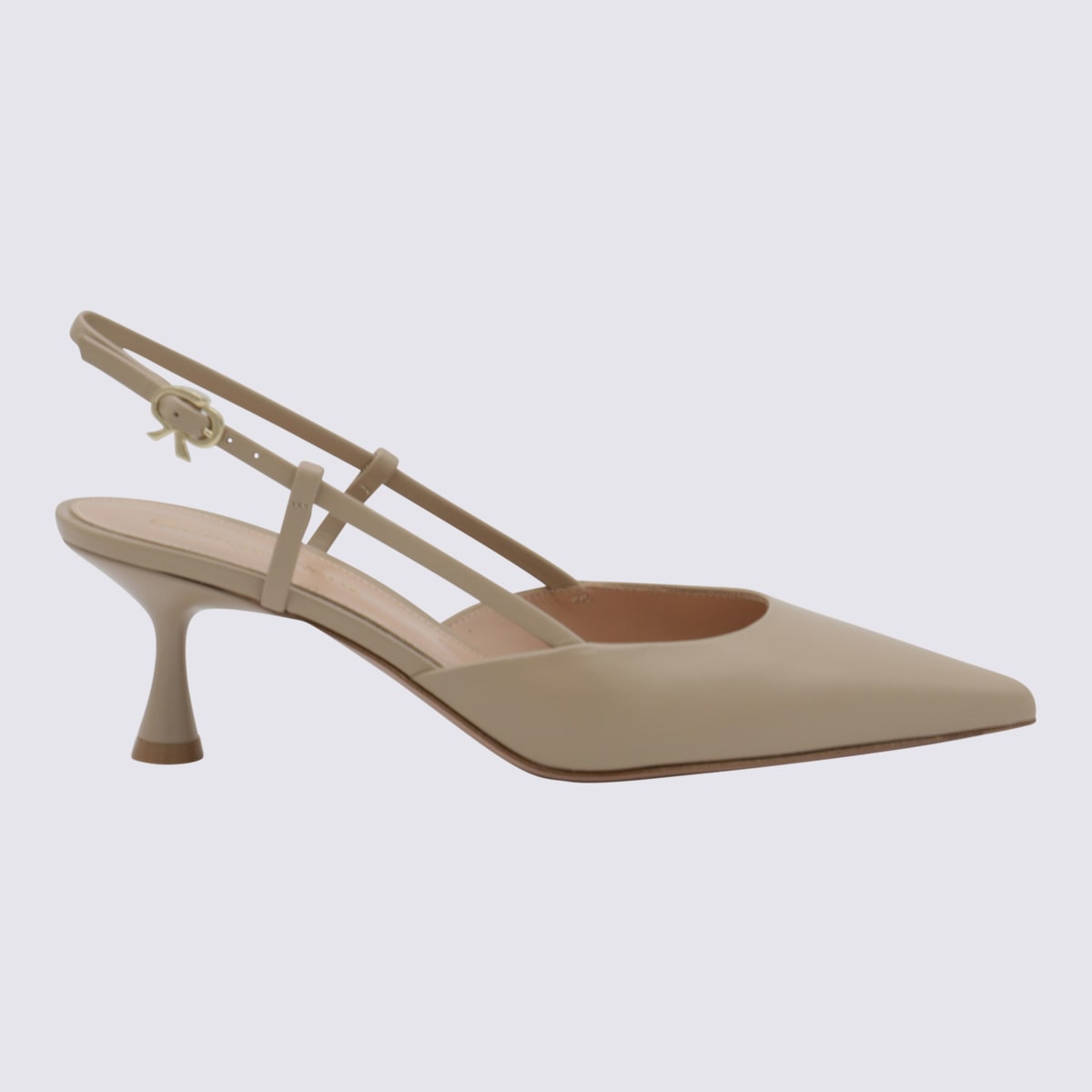 Gianvito Rossi Sandy Calfskin Pumps With Open-back And Hook-and-loop Closure In Sand