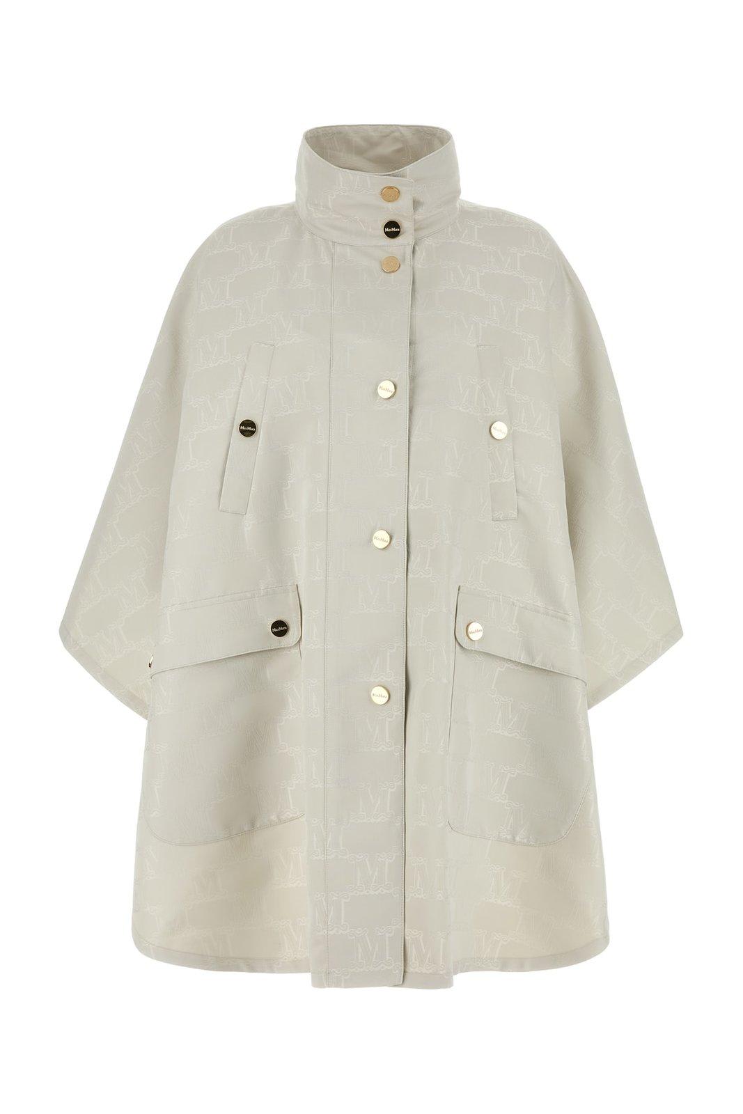 Max Mara Monogrammed Button-up Coat In White