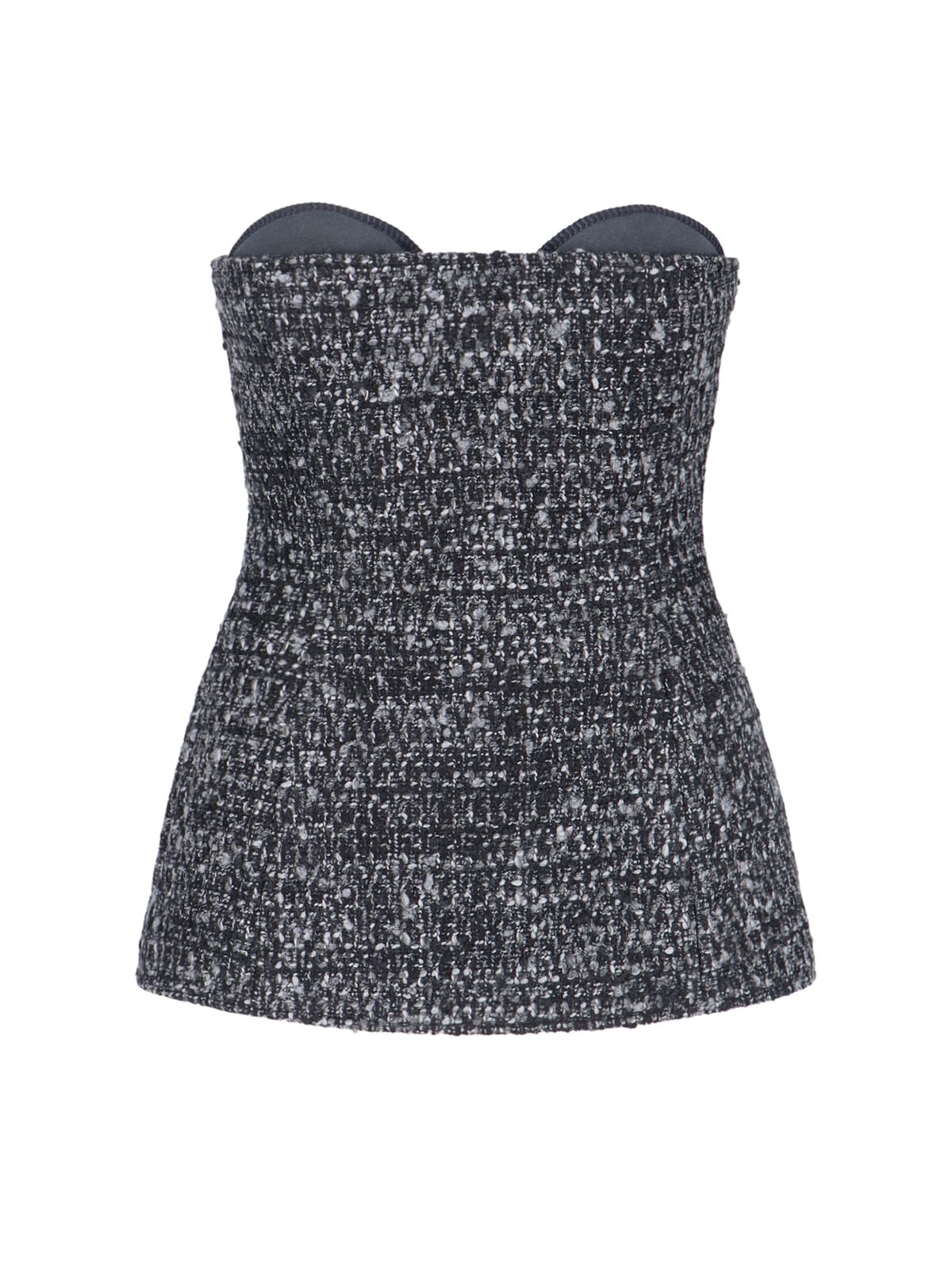 Diesel Fitted Strapless Top With Textured Boucle In Black