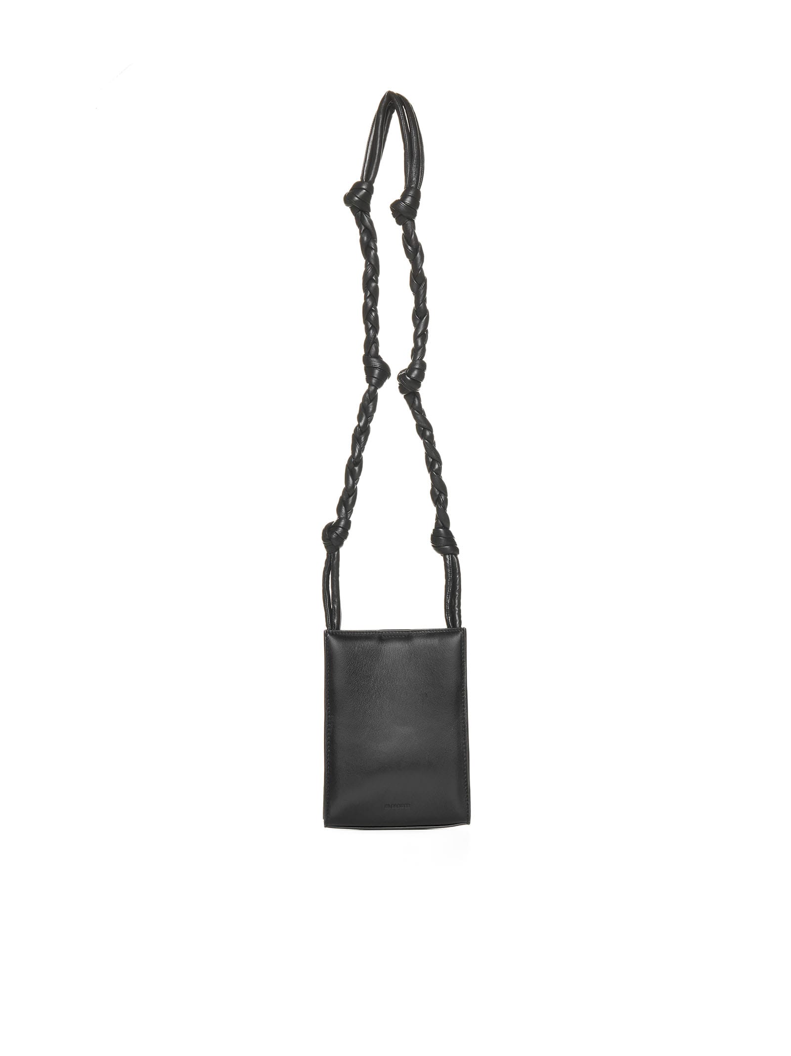 Jil Sander Black Leather Tangle Crossbody Bag In Black