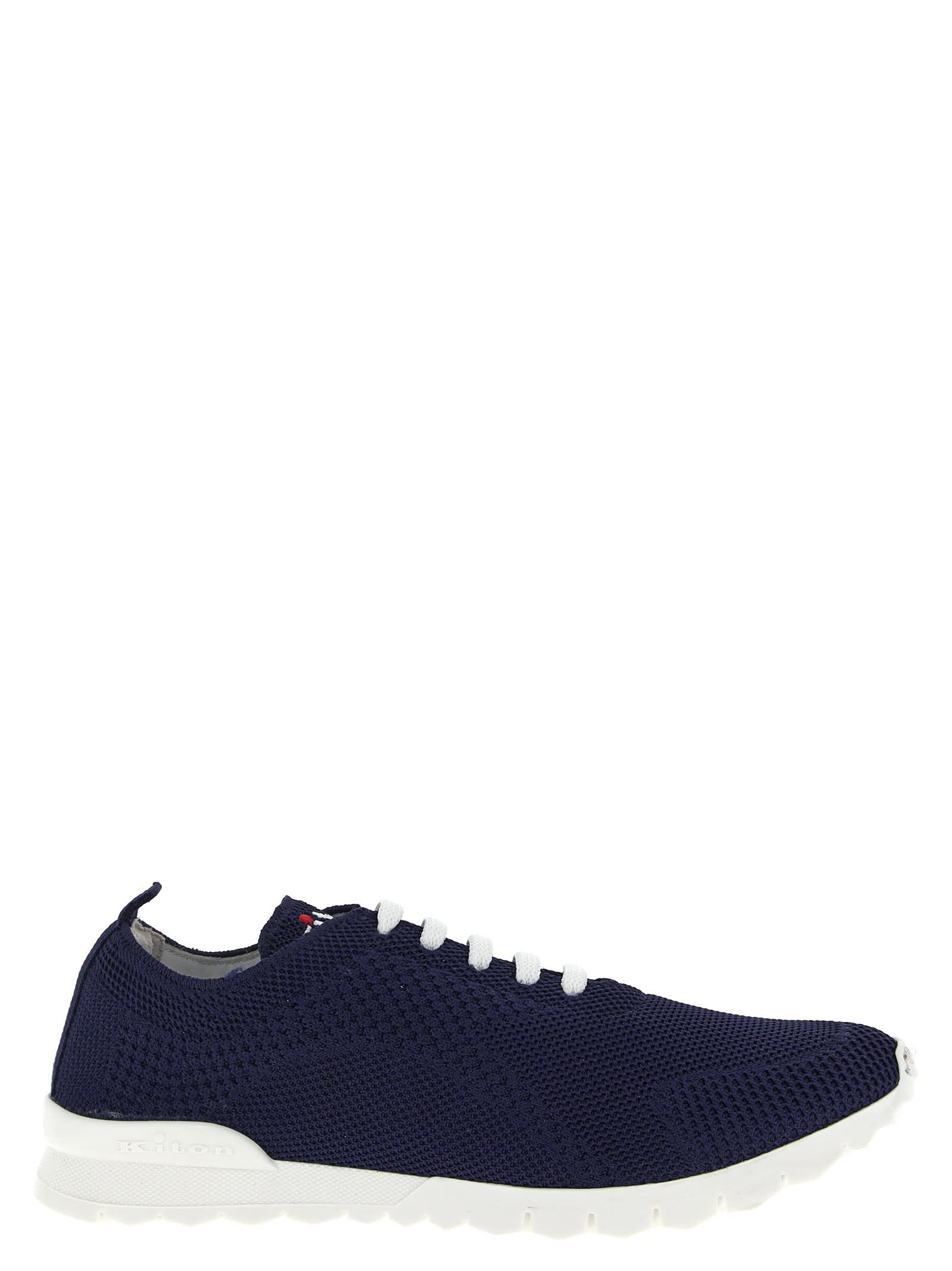Kiton Embroidered Logo Low-top Sneakers In Navy