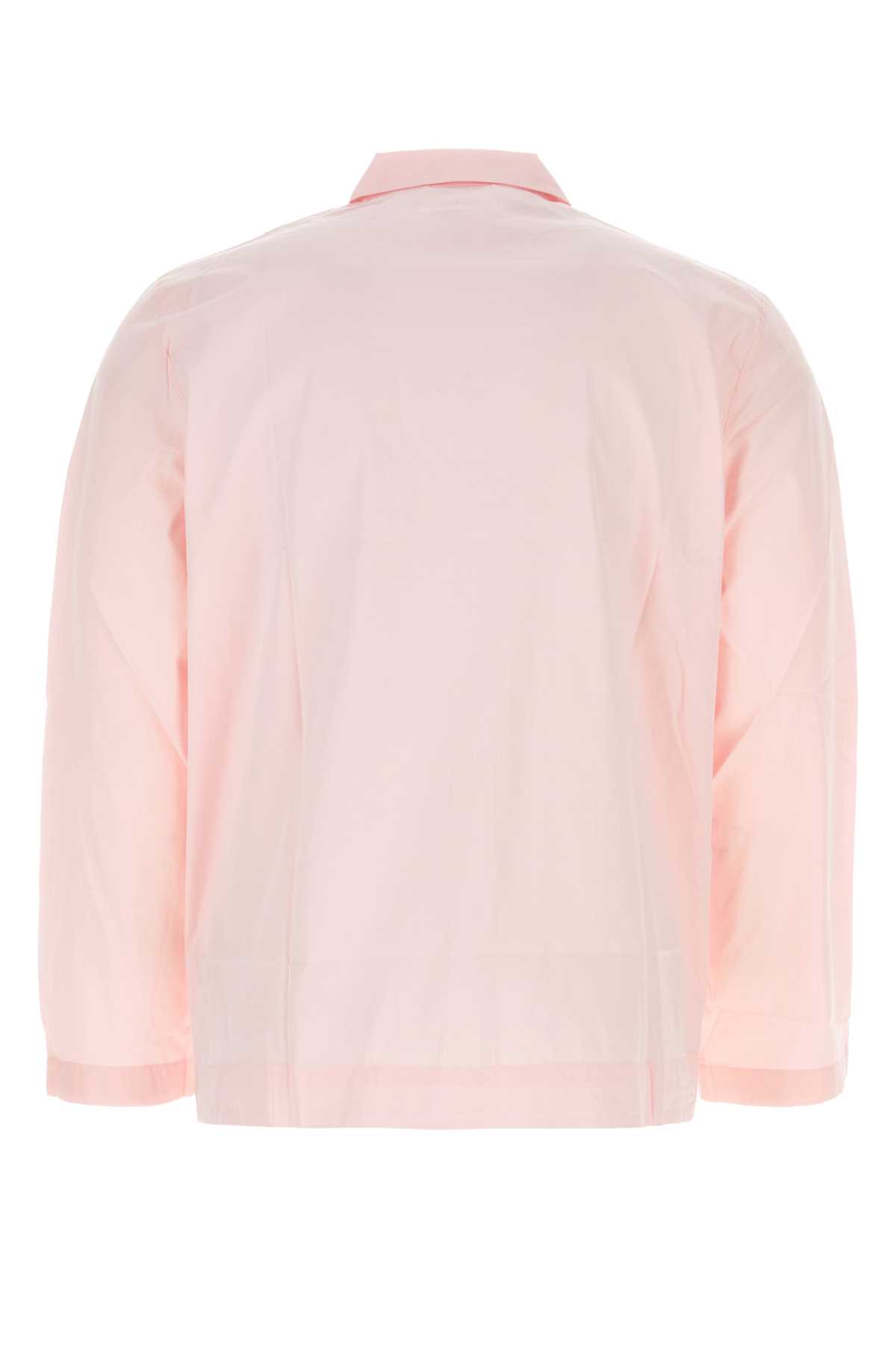 Tekla Pink Cotton Pyjama Shirt In Softpink