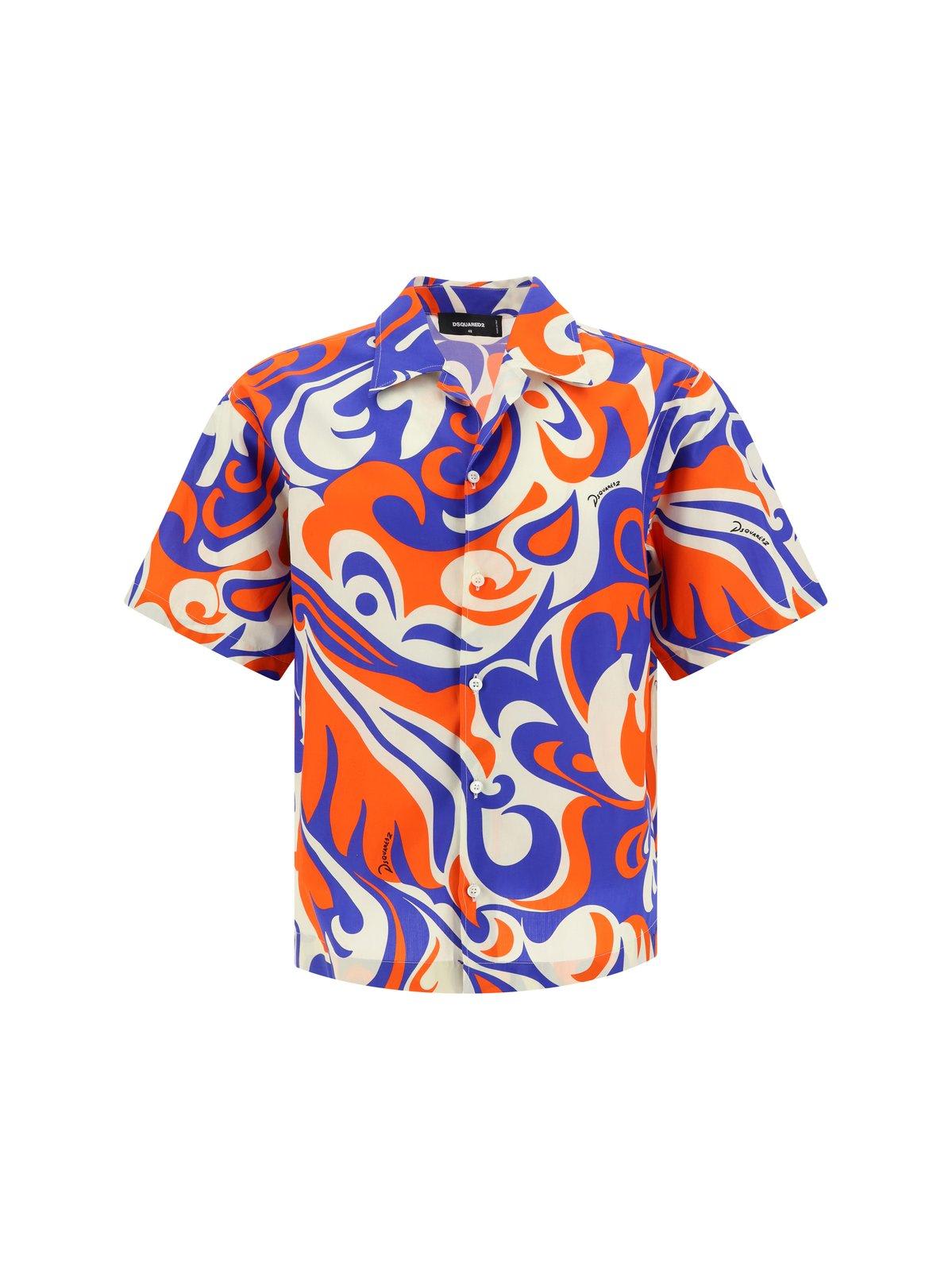 Shop Dsquared2 Abstract Print Short-sleeved Shirt