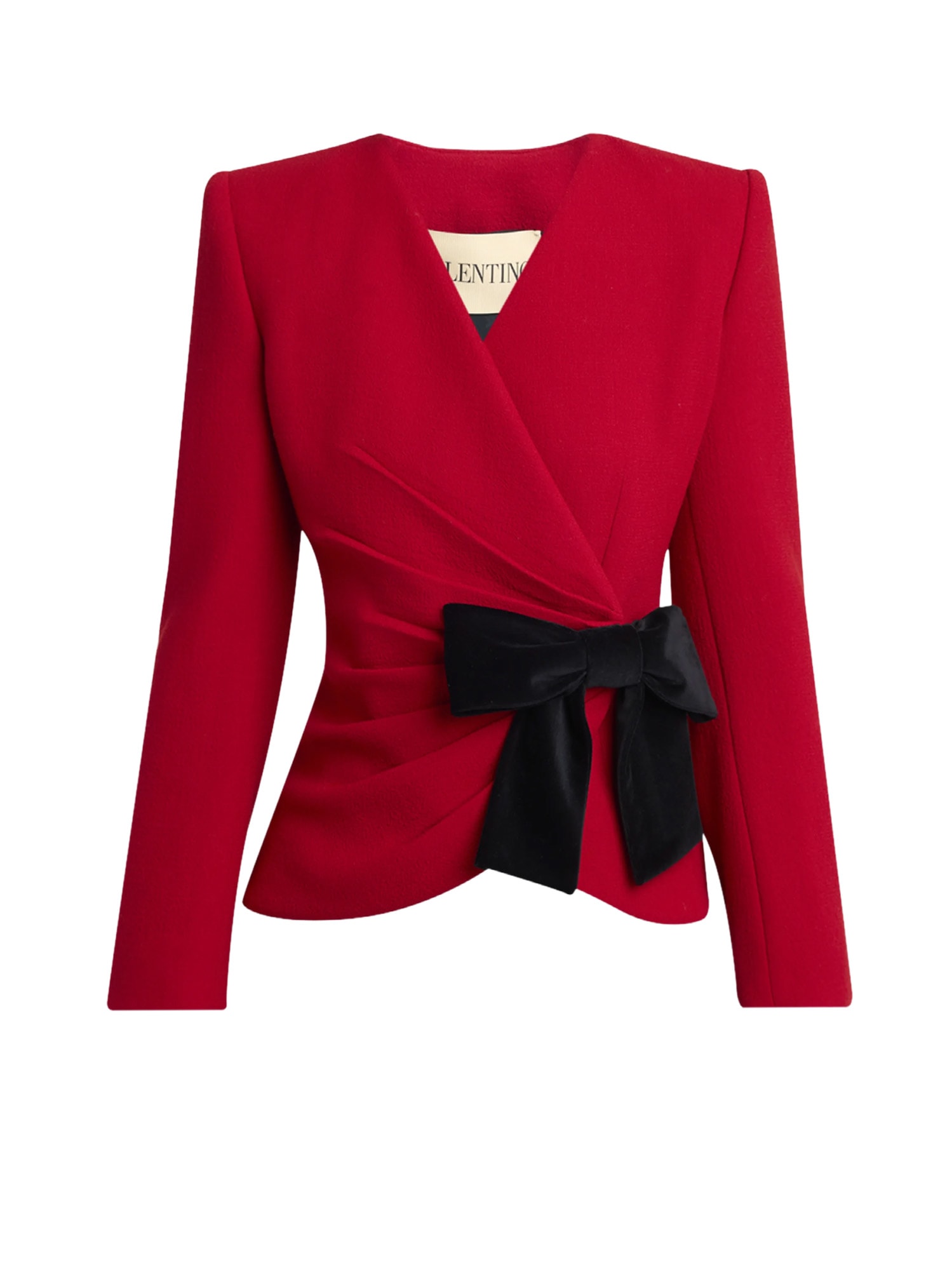 Valentino Wool Crepe Contrasting Bow Jacket In Red