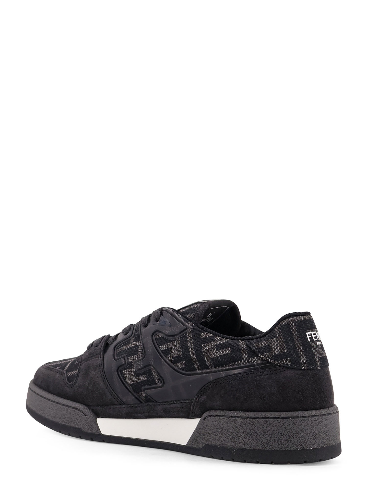 Fendi Low-top Round Toe Rubber Sole Sneakers In Black
