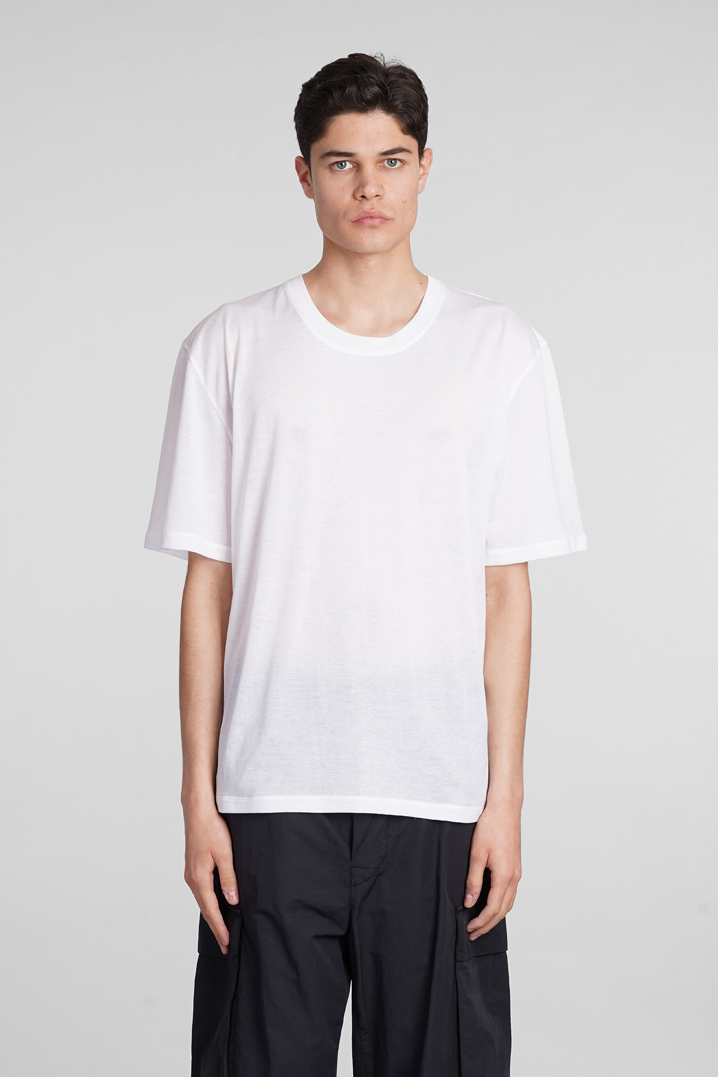 Shop Laneus Crewneck Man T-shirt In White Cotton