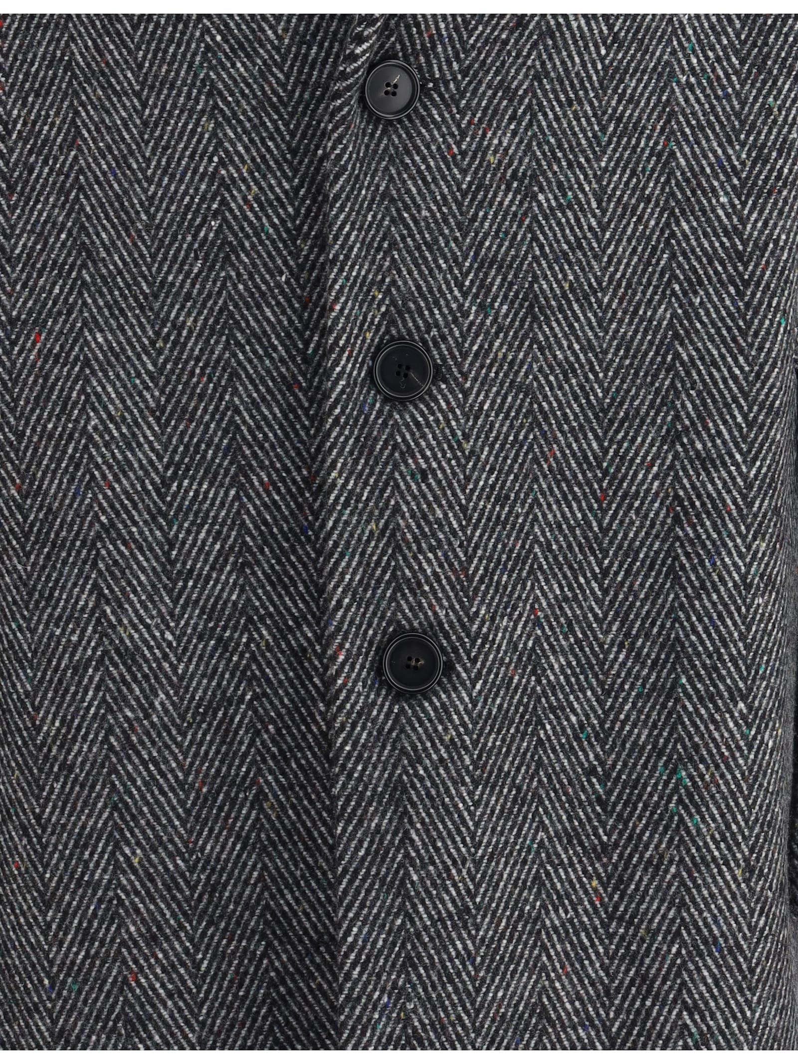 Givenchy Herringbone-pattern Notched-lapel Coat In Black