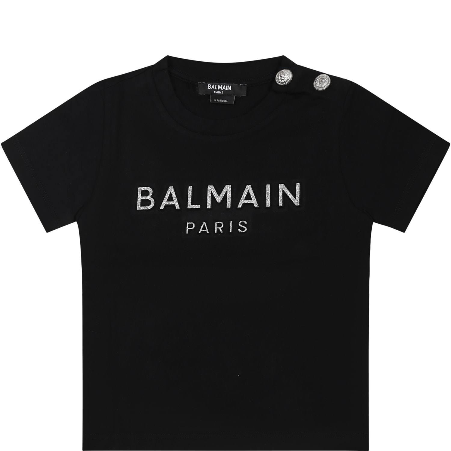 Balmain Black T-shirt For Baby Girl With Logo