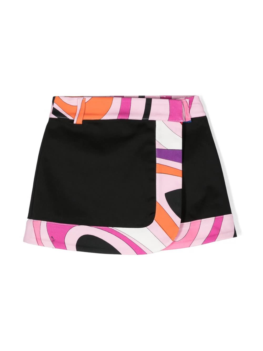 Pucci Kids' Black Wrap Mini Skirt With Iride Border