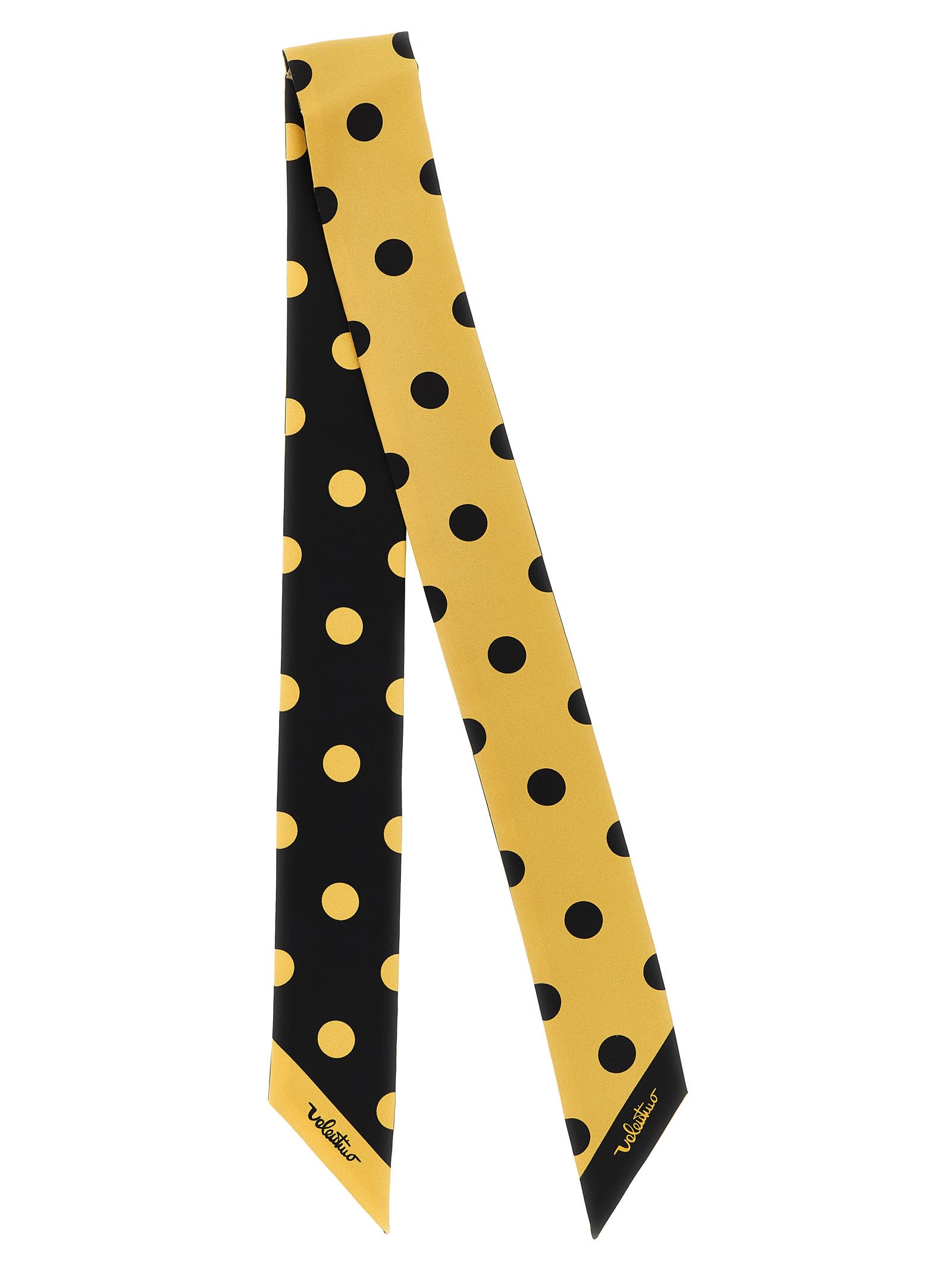 Valentino Yellow Bandeau Polka Dot Print Bandana Scarf In Yellow
