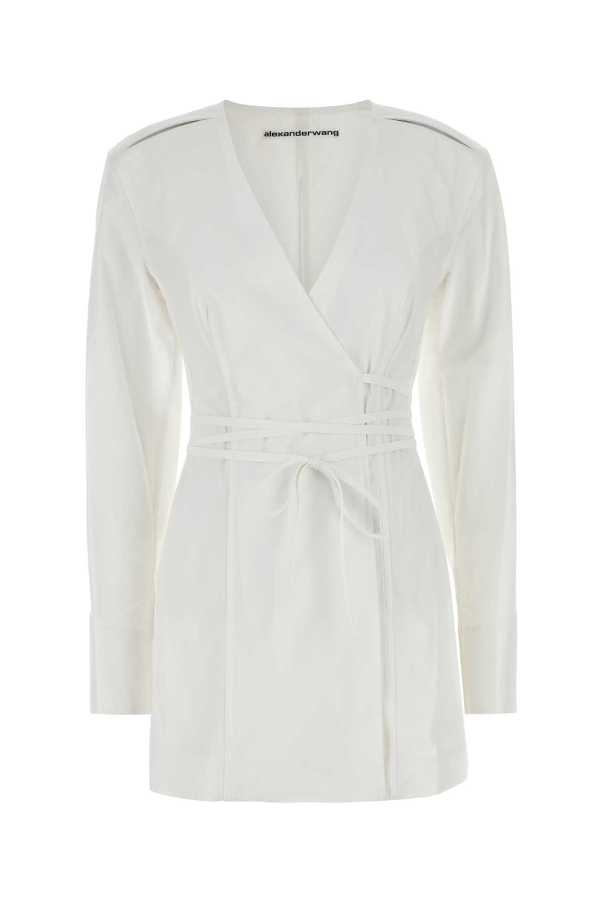 White Poplin Mini Shirt Dress