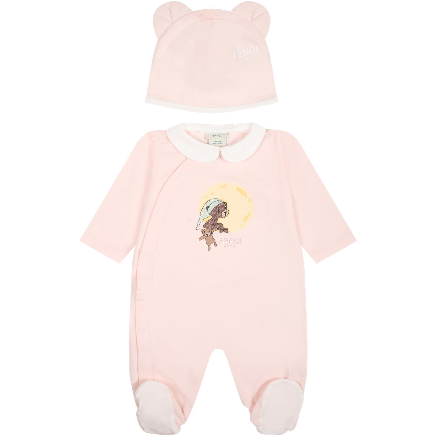 Fendi Pink Set For Baby Girl With  Bear