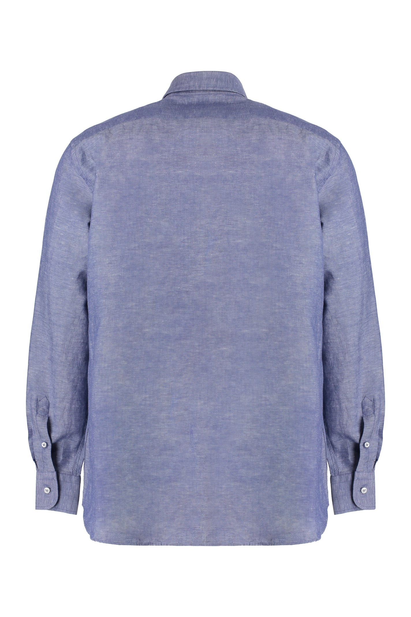 Shop Paul&amp;shark Long Sleeve Cotton Blend Shirt In Blue