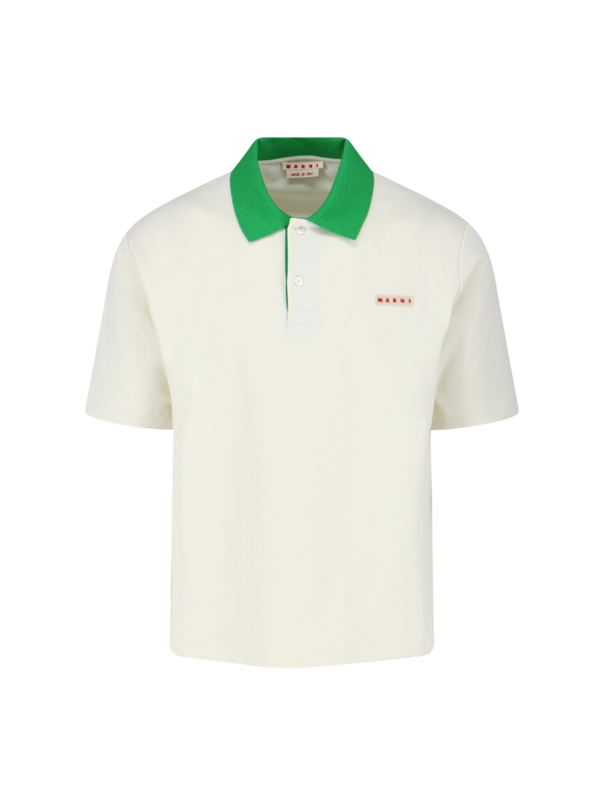 Marni Cotton Blend Polo Shirt With Contrasting Collar In White
