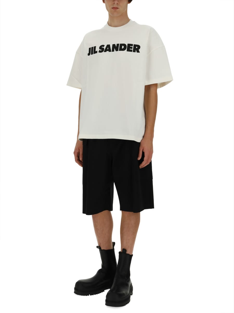 Shop Jil Sander T-shirt With Print In Beige