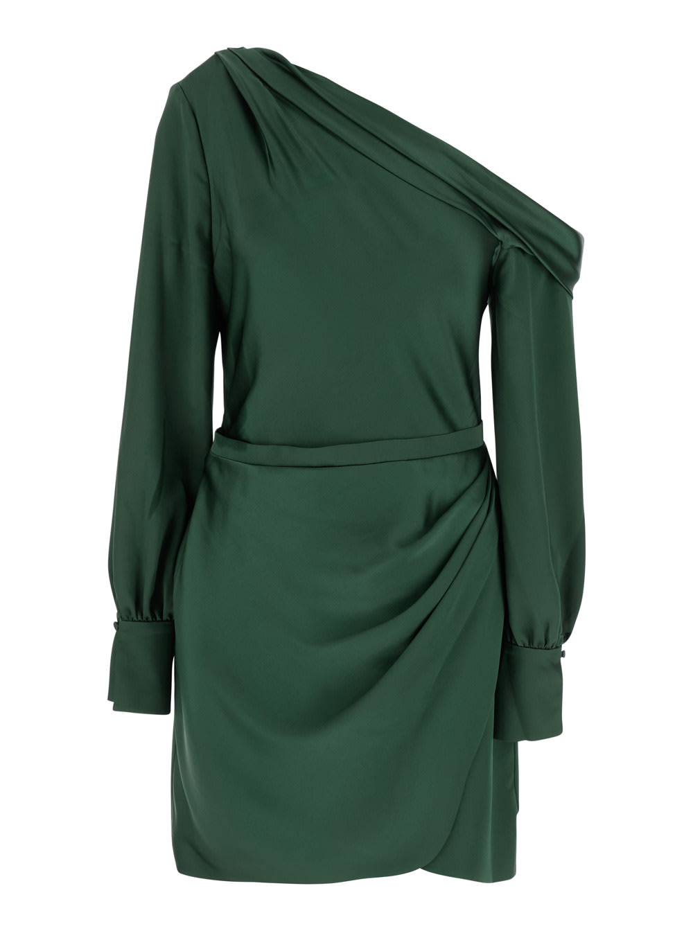 cameron Green One-shoulder Dress With Front Single Slit In Acetate Blend Woman