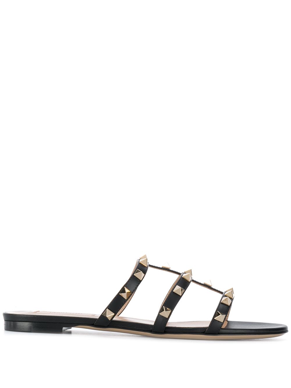 Valentino Rockstud Leather Sandals In Animal Print