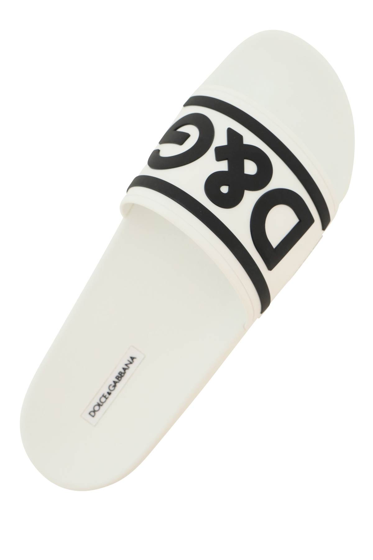 Shop Dolce & Gabbana Logo Rubber Slides In Bianco