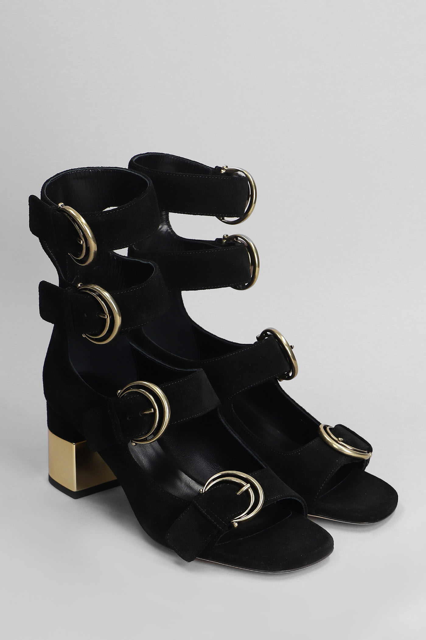 Shop Chloé Alize Sandals In Black Suede