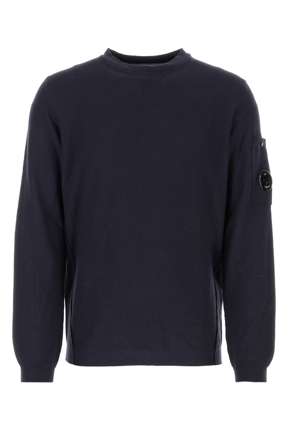 Shop C.p. Company Dark Blue Cotton Sweater In Totaleclipse