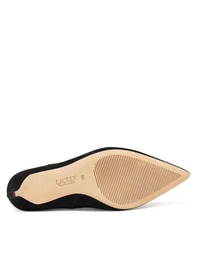 Ralph Lauren Mckay Black Suede Heeled Ankle Boots In Black