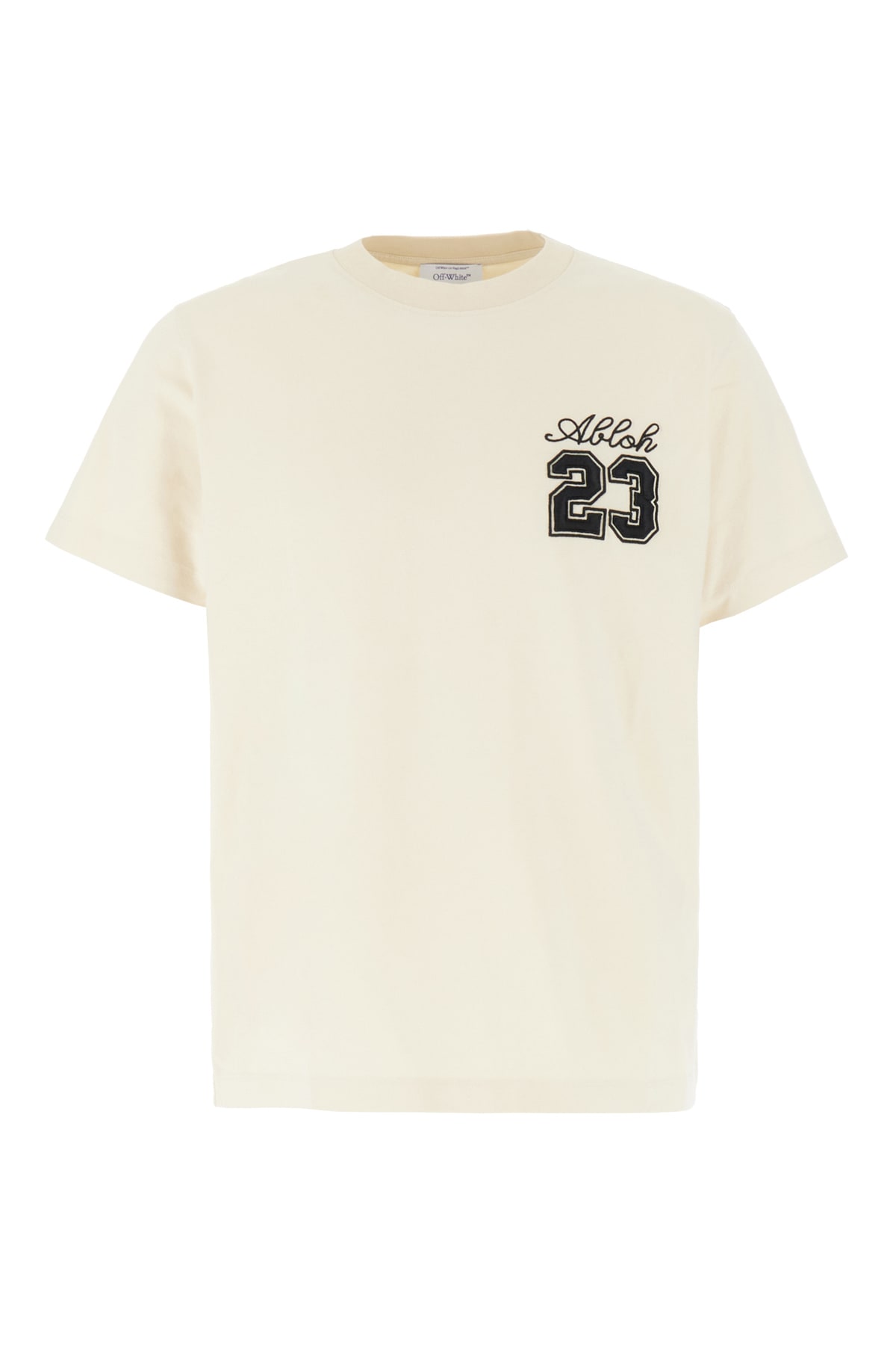 Off-white Sand Stretch Cotton T-shirt In Beige Nero