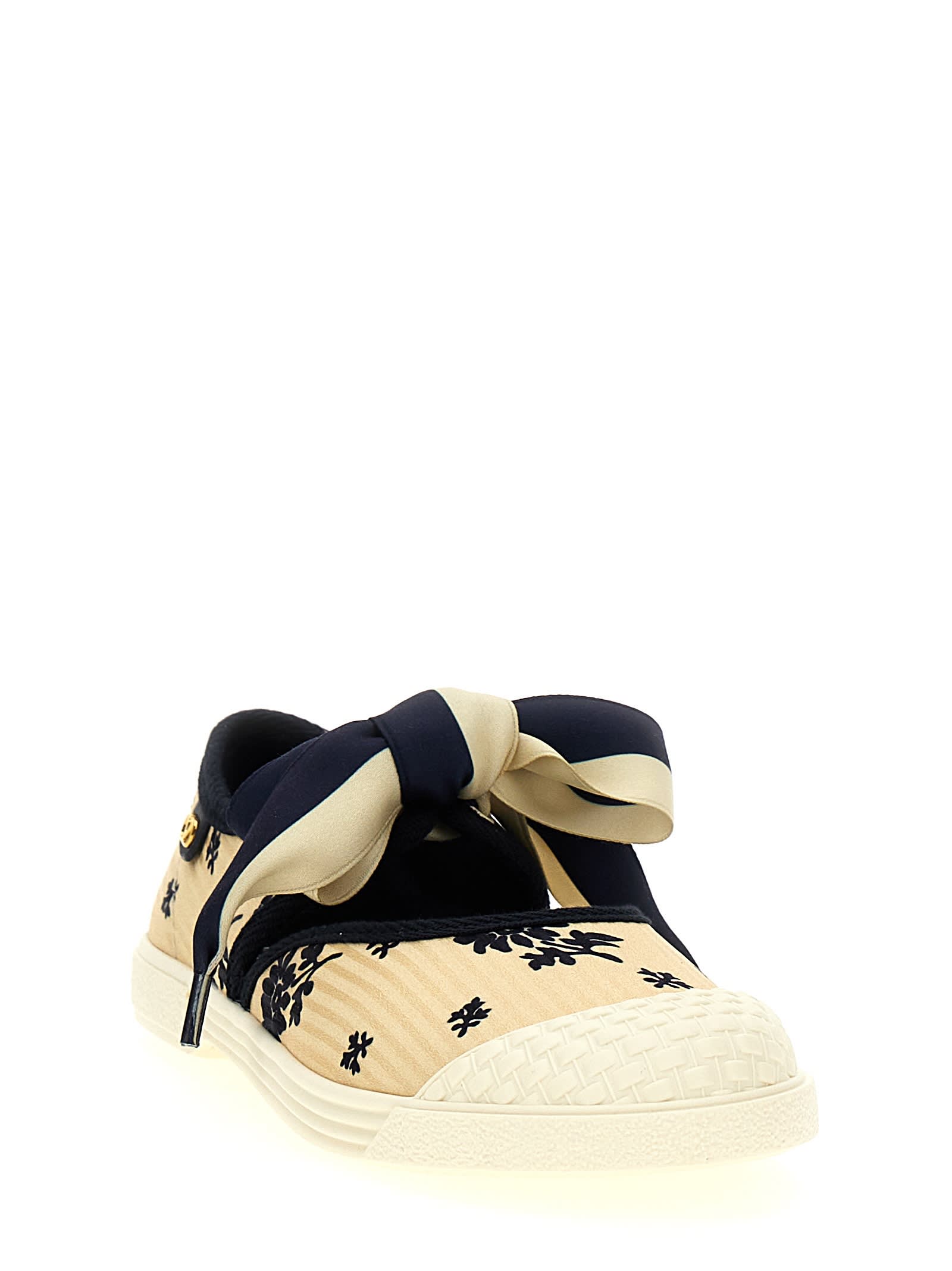 Valentino Bay By Bay Ballerina Rubber-trimmed Printed Silk-jacquard Sneakers In Multicolor