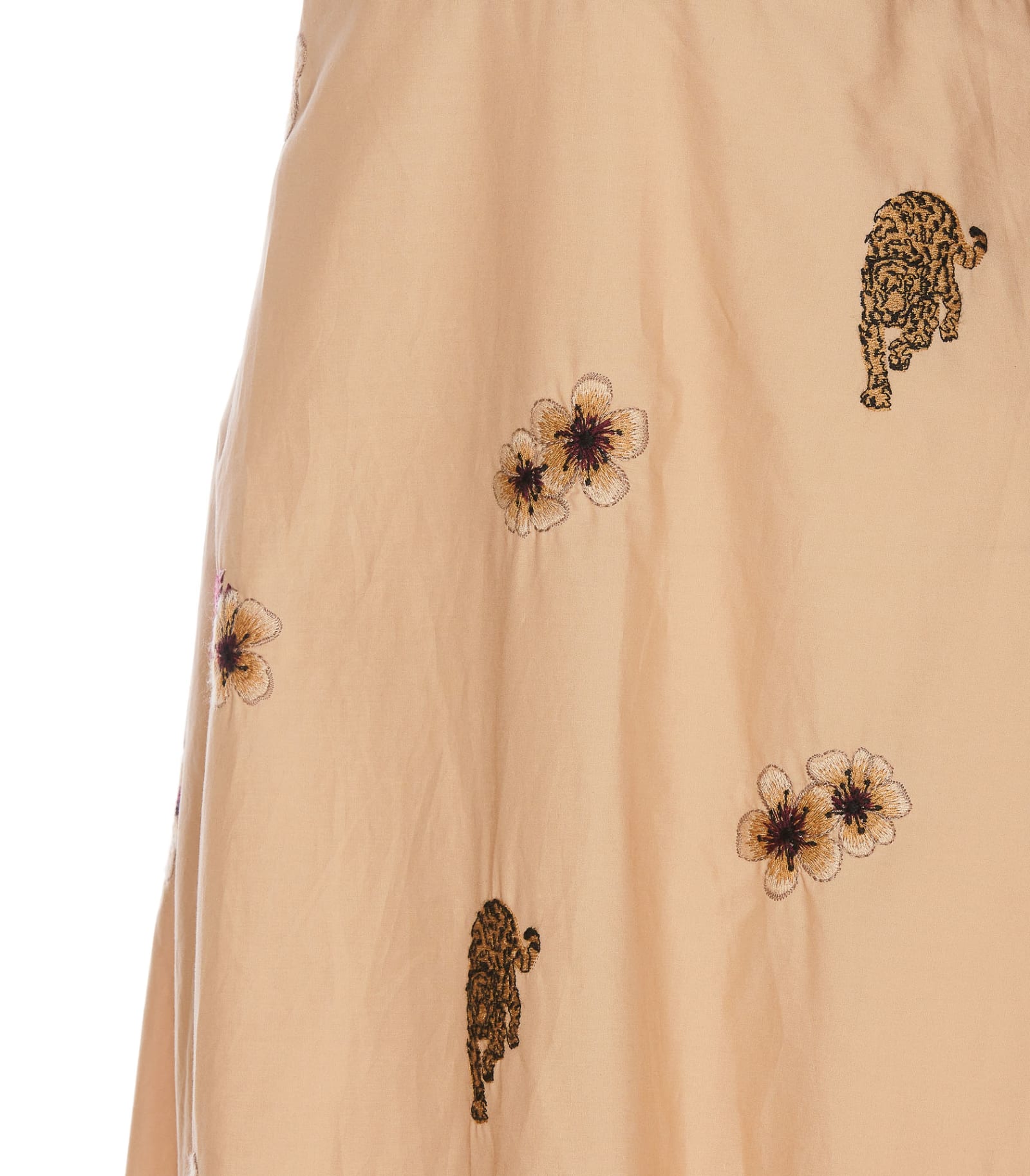 Shop Twinset All Over Embroidery Dress In Beige