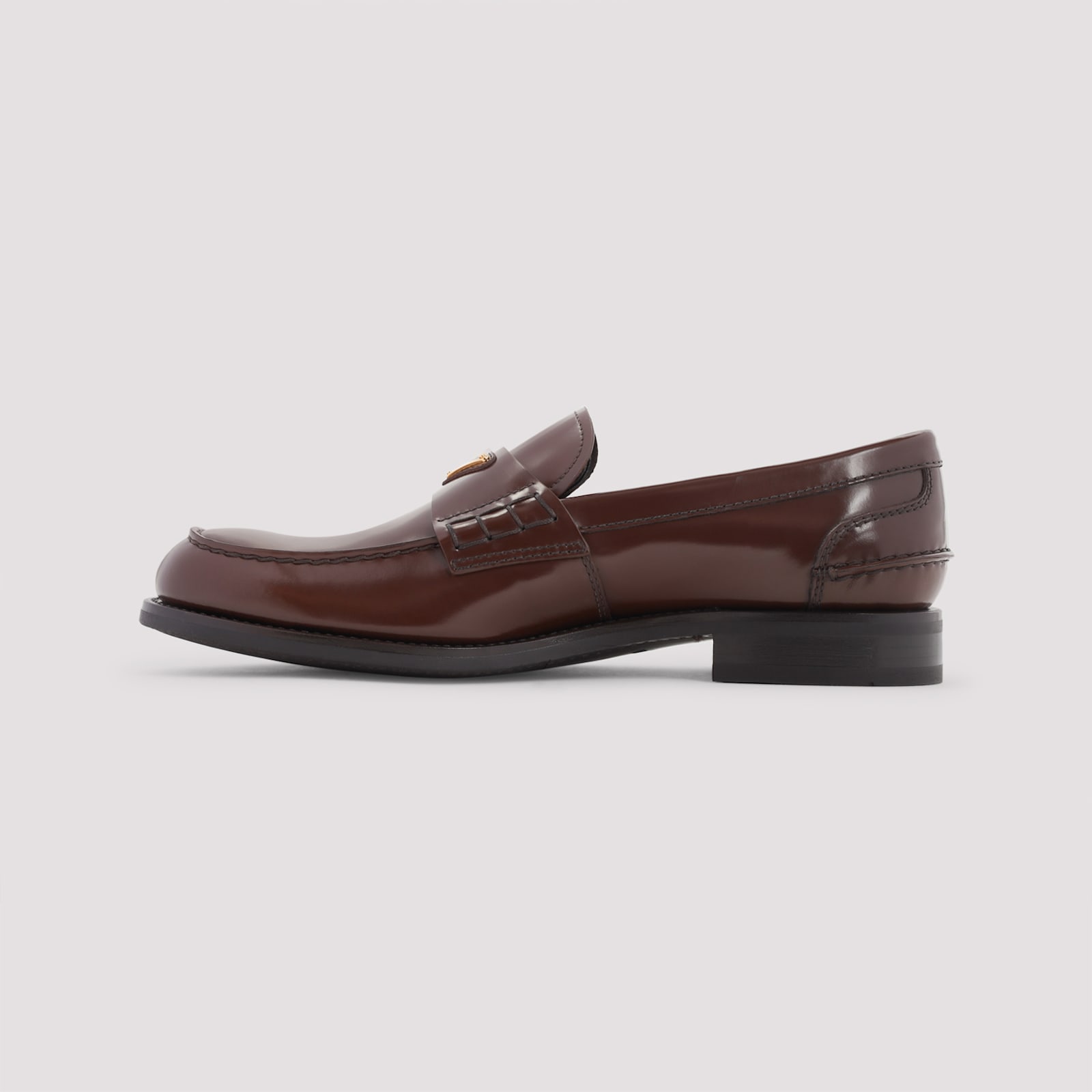 Prada Brushed Calf Leather Lace-up Loafers In Black