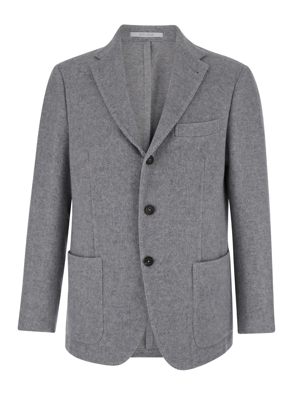 Shop Eleventy Grey Single-breasted Jacket With Notched Revers In Wool And Cashmere Man