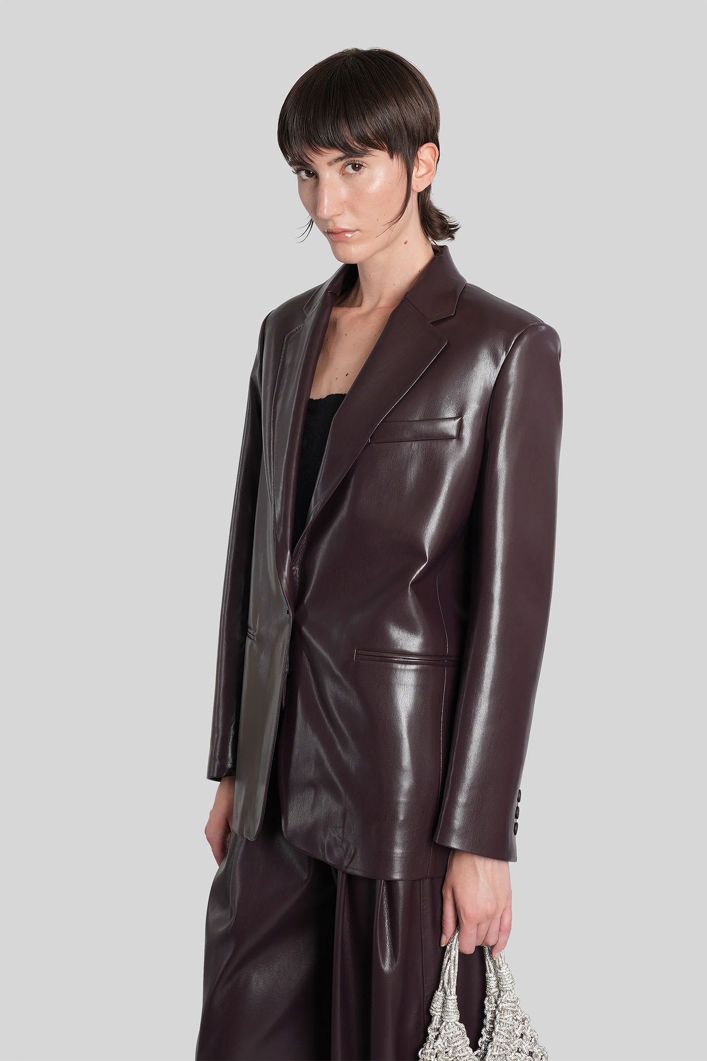 The Andamane Guia Blazer In Bordeaux Polyester In Brown