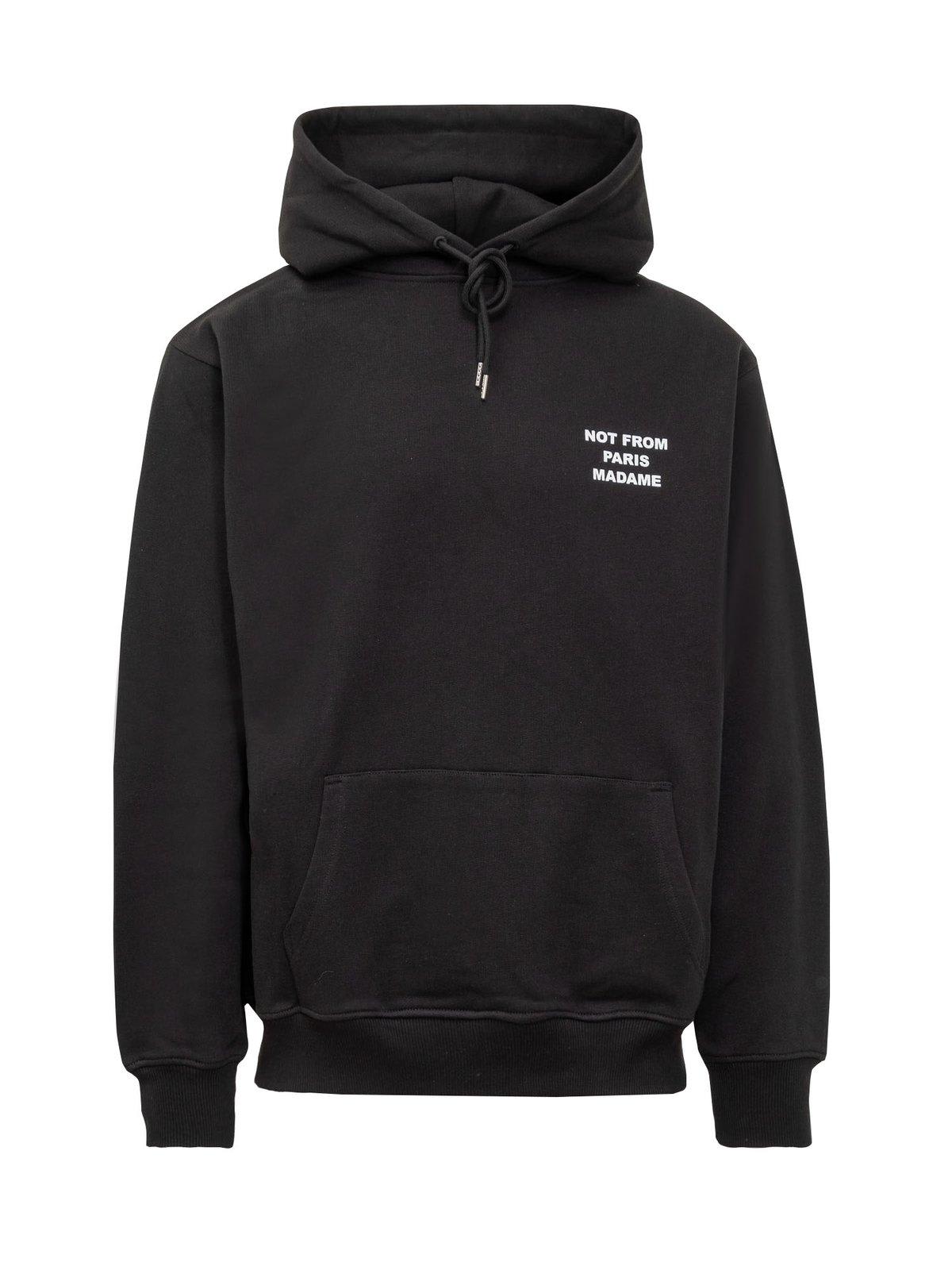 Slogan-printed Drawstring Hoodie